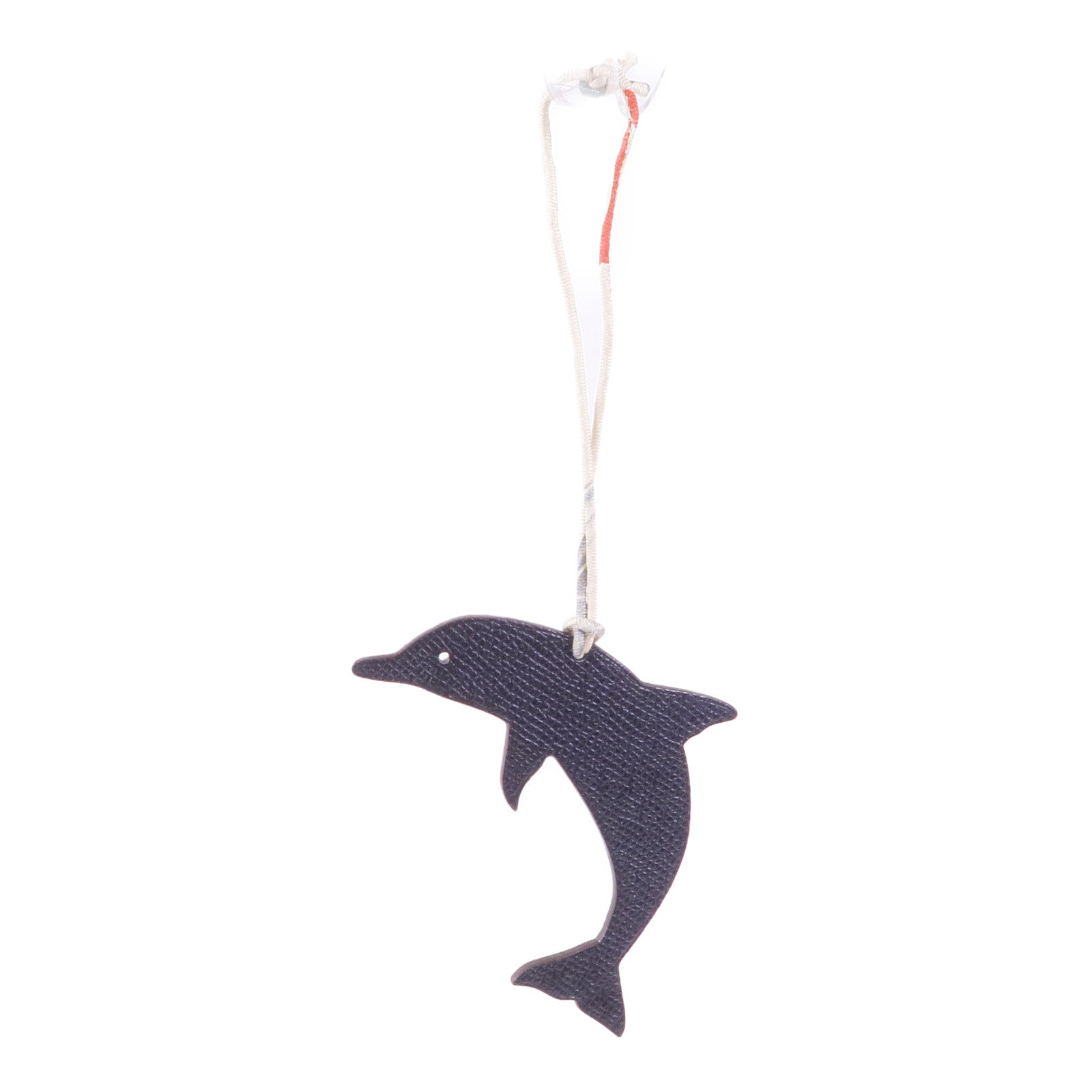 HERMES Epsom皮革Petit H Dolphin Charm掛飾橙色/黑色