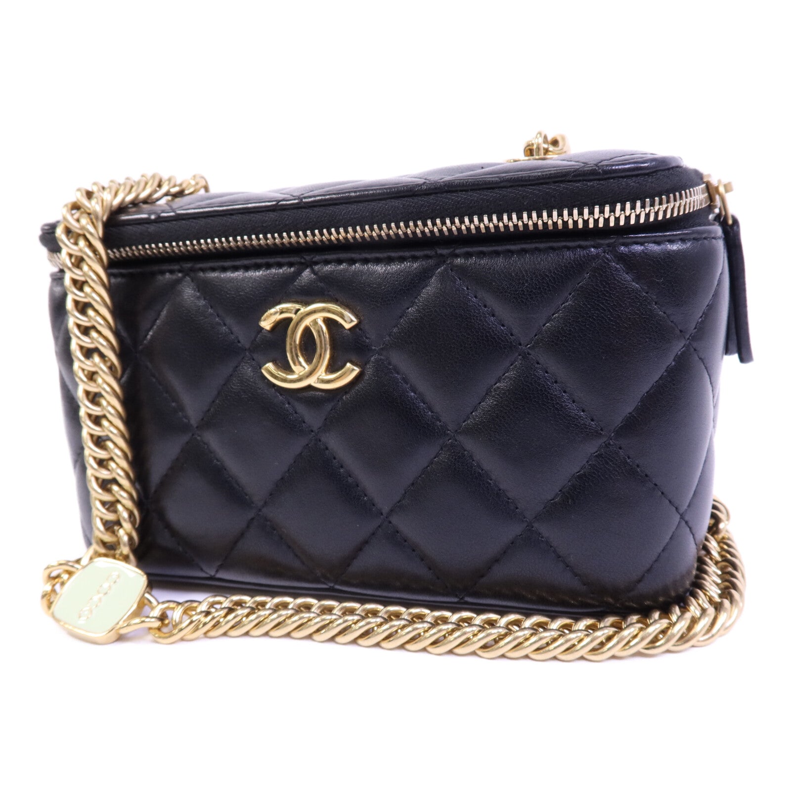 CHANEL 牛皮皮革Vanity Case金扣肩背袋