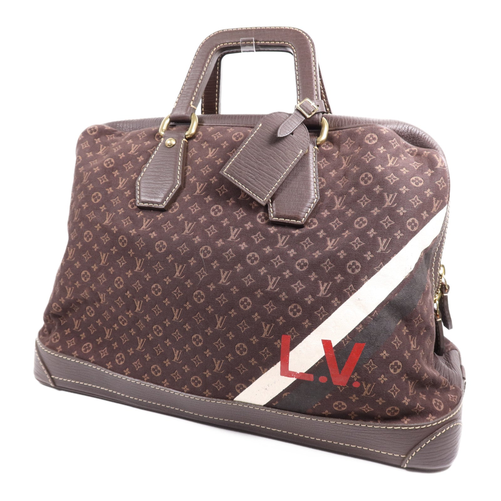 LOUIS VUITTON Monogram Mini Lin Isfahan 金扣手挽袋