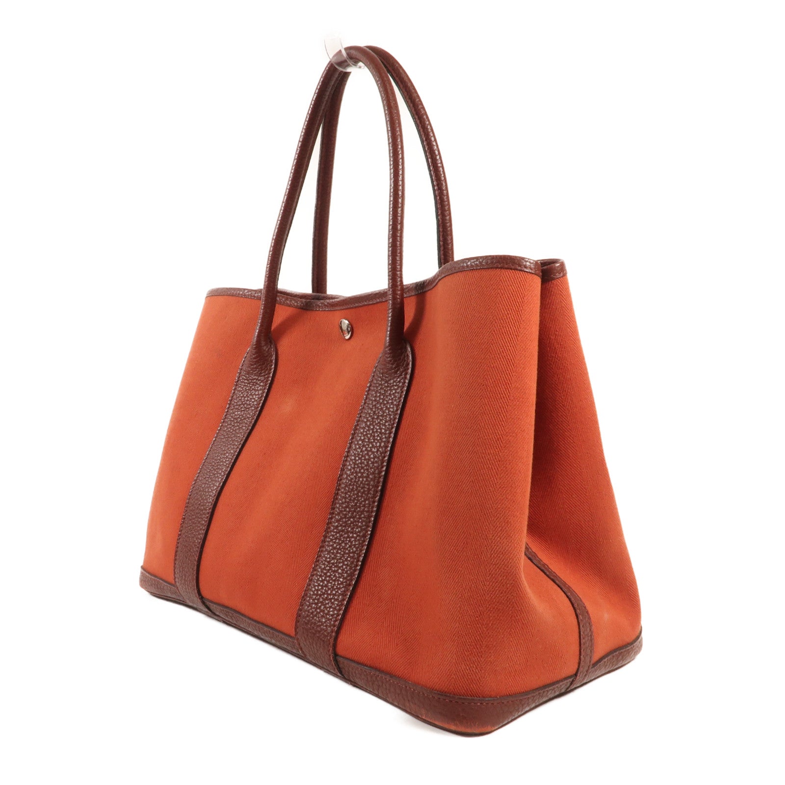 HERMES 帆布Garden Party PM銀扣手挽袋Cuivre