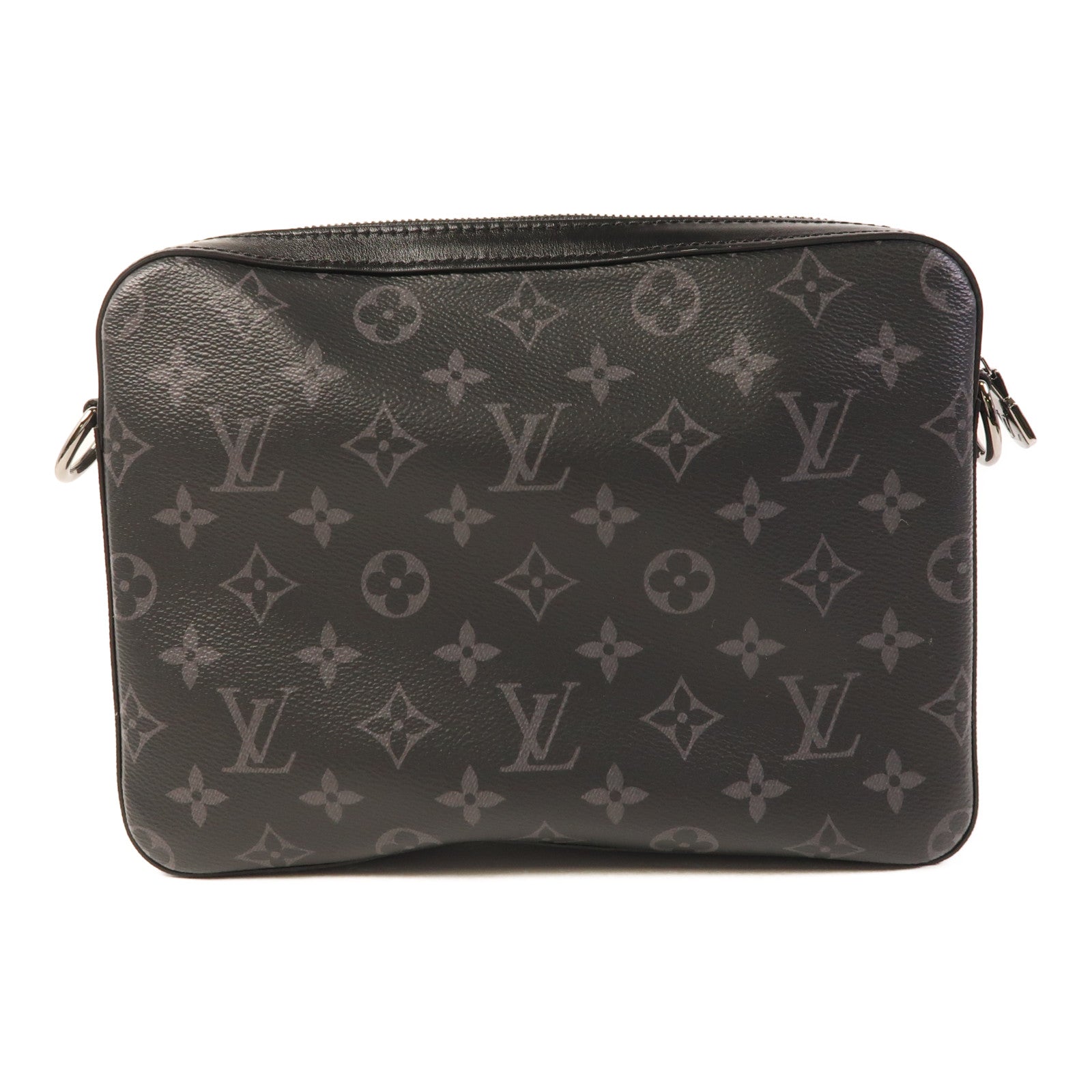 LOUIS VUITTON Monogram Eclipse Reverse Trio Messenger銀扣肩背袋灰色