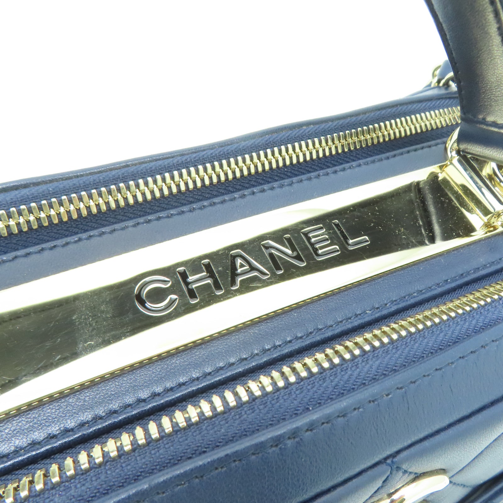 CHANEL 【激減優惠】菱格羊皮皮革Shoulder Bag金扣手挽肩背兩用袋藍色