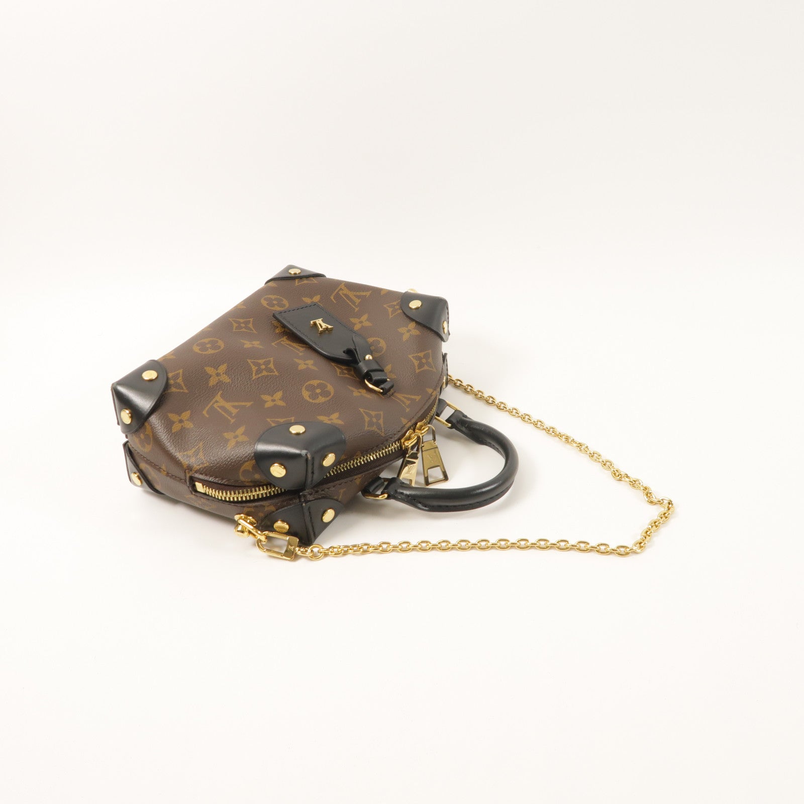 LOUIS VUITTON Monogram Petite Malle Souple金扣手挽肩背兩用袋