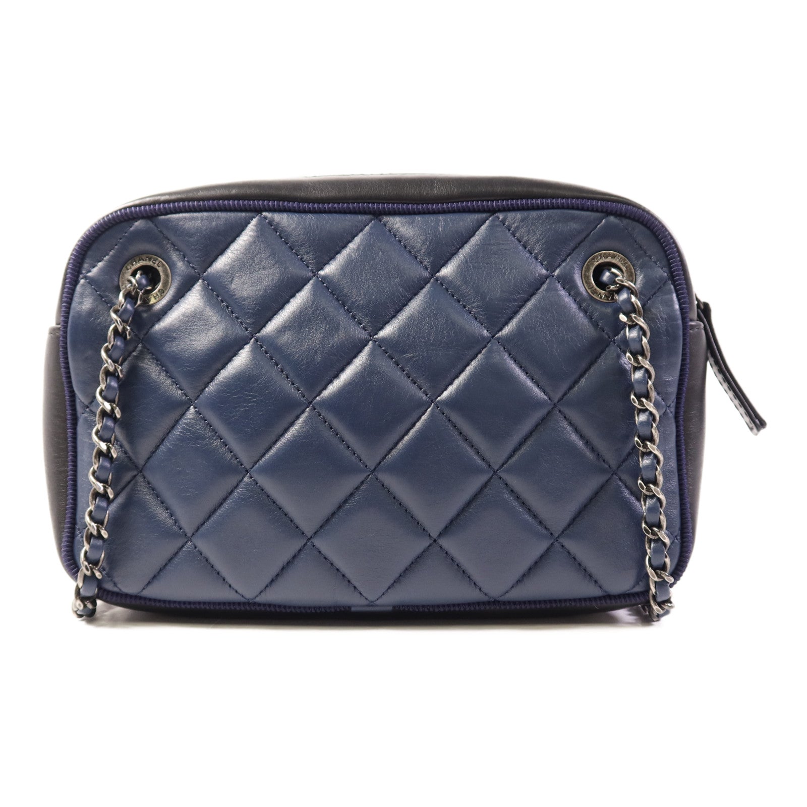 CHANEL 牛皮皮革Chain Shoulder Bag銀扣鏈帶肩背袋