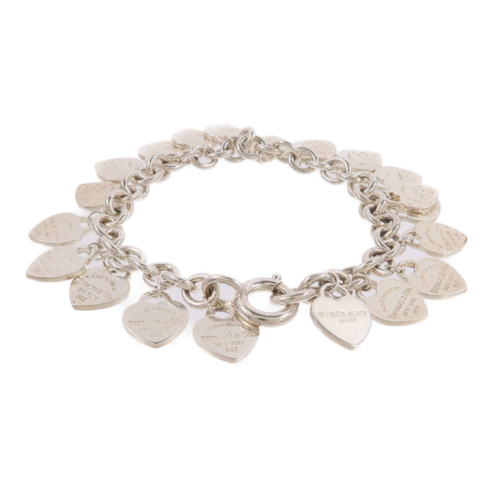 TIFFANY＆CO 925純銀Return To Tiffany Multi Heart Tag Bracelet手鏈