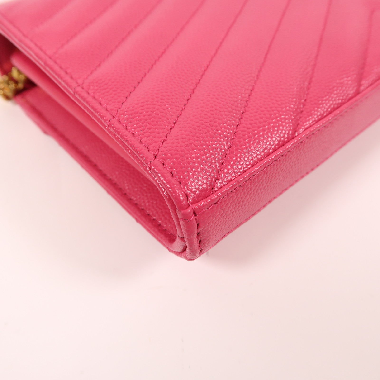 SAINT LAURENT 牛皮皮革Shoulder Bag金扣鏈帶肩背袋粉紅色