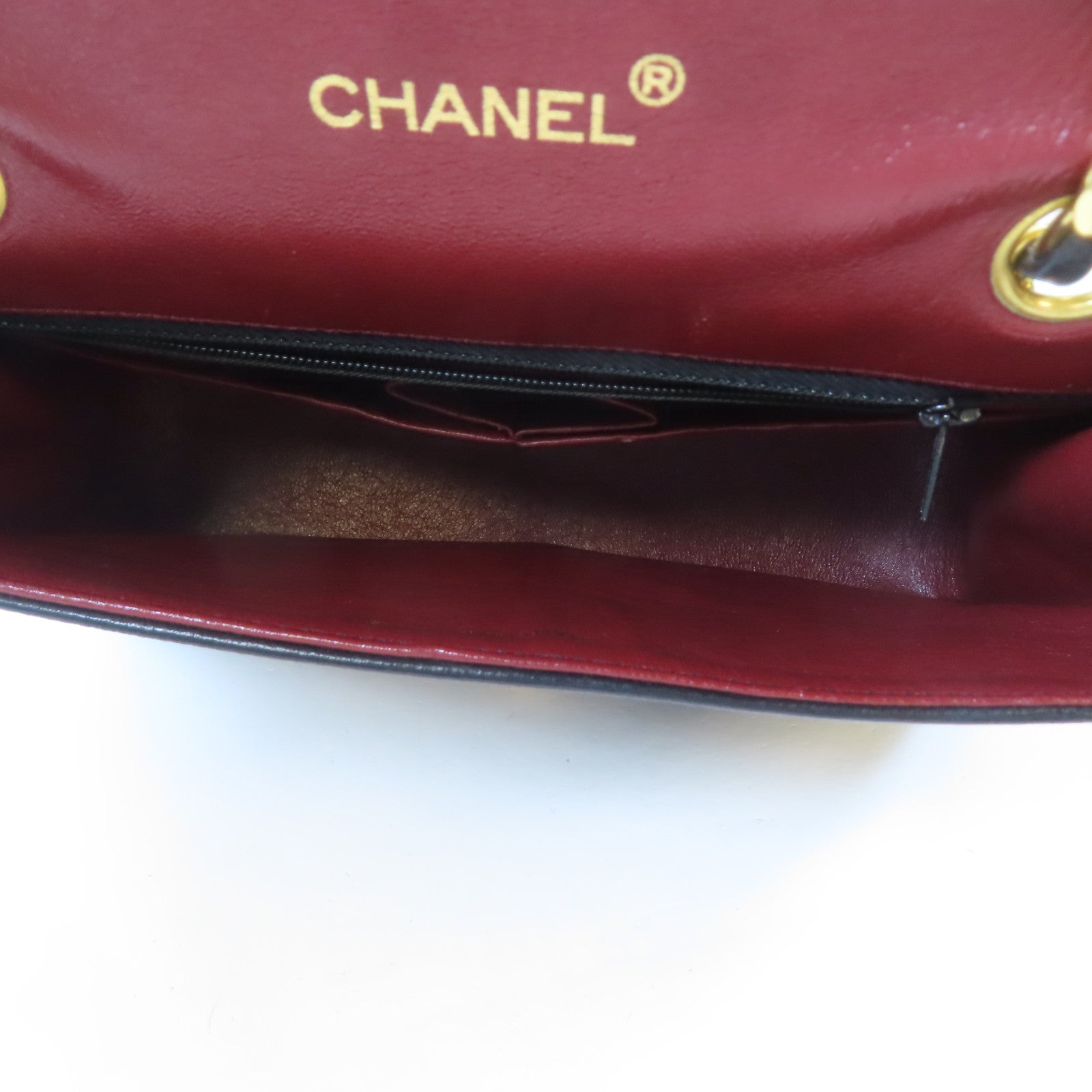 CHANEL 菱格牛皮皮革Chain Shoulder Bag金扣鏈帶肩背袋黑色
