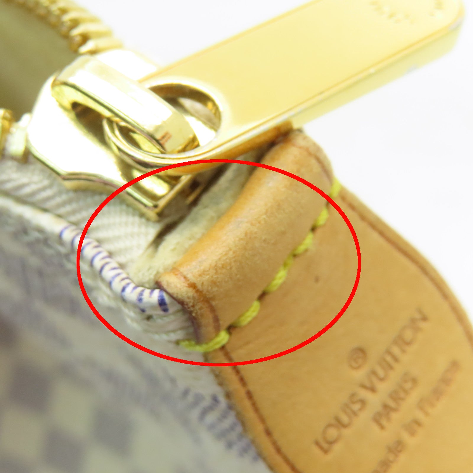LOUIS VUITTON Damier Azur Saleya MM金扣手挽袋白色