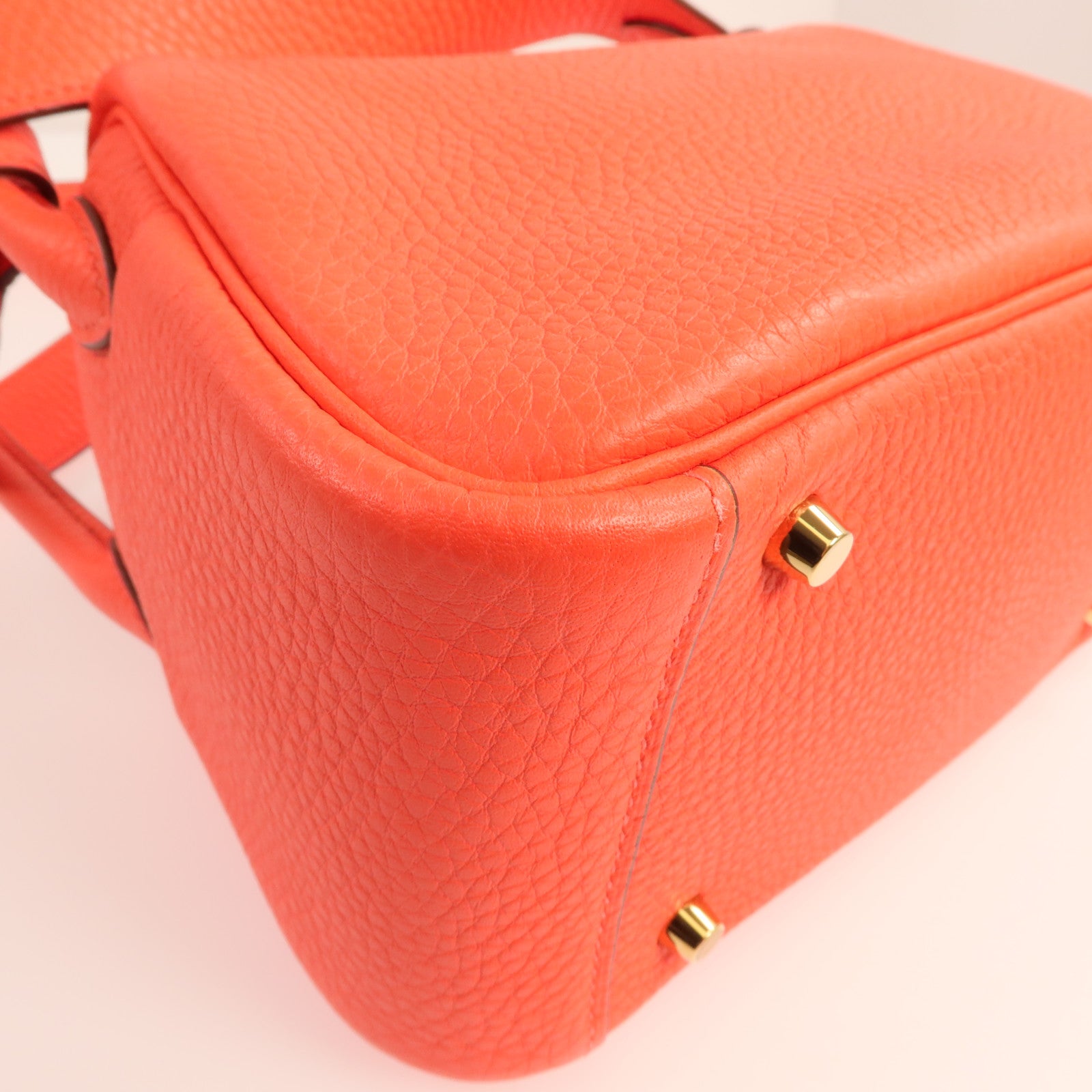 HERMES Clemence皮革Mini Lindy金扣手挽肩背兩用袋Rose Tomate