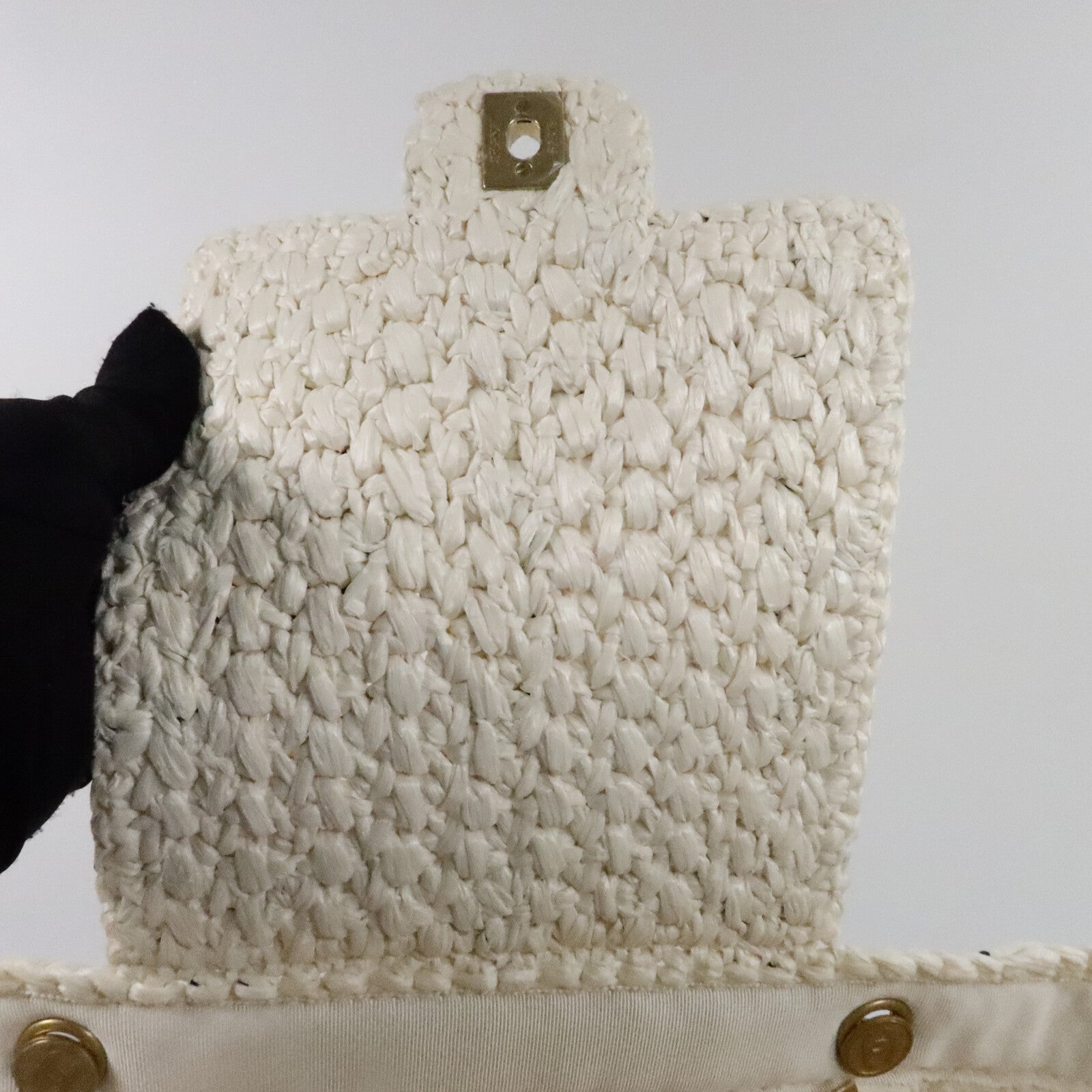 CHANEL 藤料Raffia Effect Tweed Shppping Bag鏈帶手挽袋