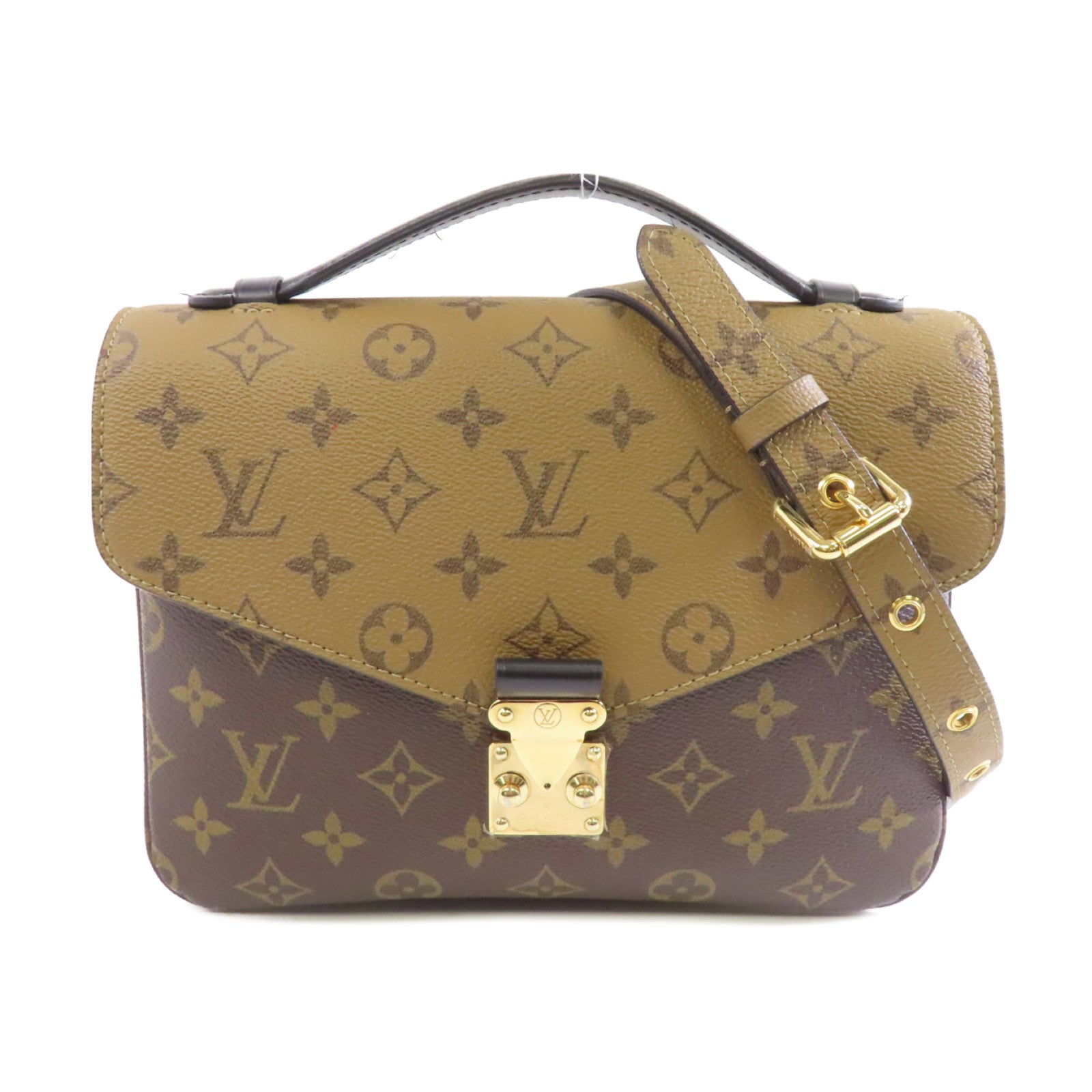 LOUIS VUITTON Monogram Pochette Métis金扣手挽肩背兩用袋啡色