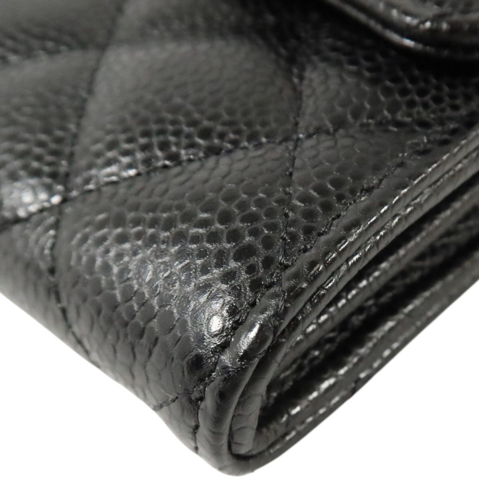 CHANEL 牛皮皮革Classic Long Flap Wallet銀扣長錢包