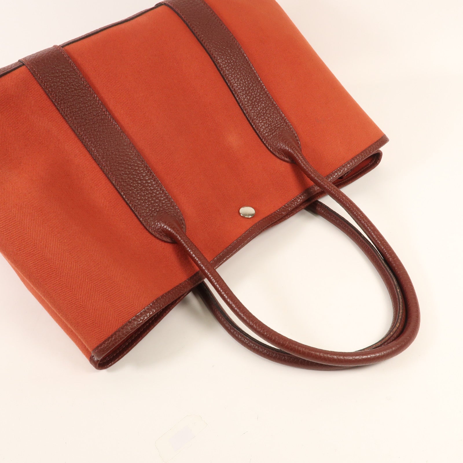 HERMES 帆布Garden Party PM銀扣手挽袋Cuivre