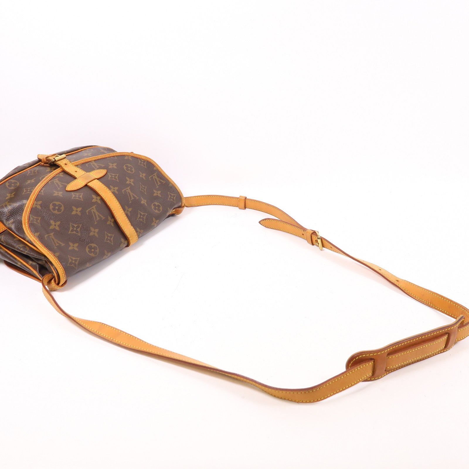 LOUIS VUITTON 【激減優惠】Monogram Saumur 30金扣肩背袋棕色