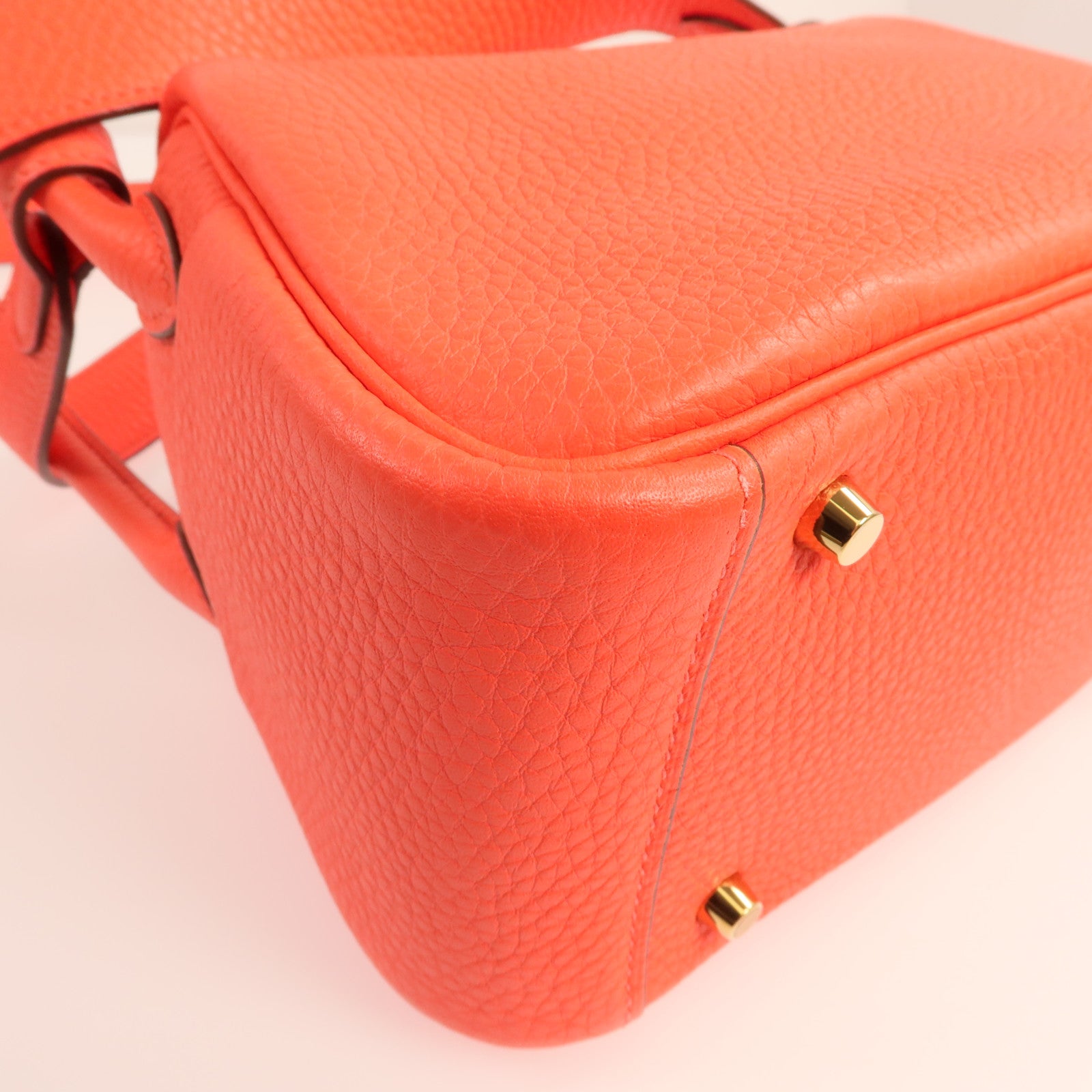 HERMES Clemence皮革Mini Lindy金扣手挽肩背兩用袋Rose Tomate