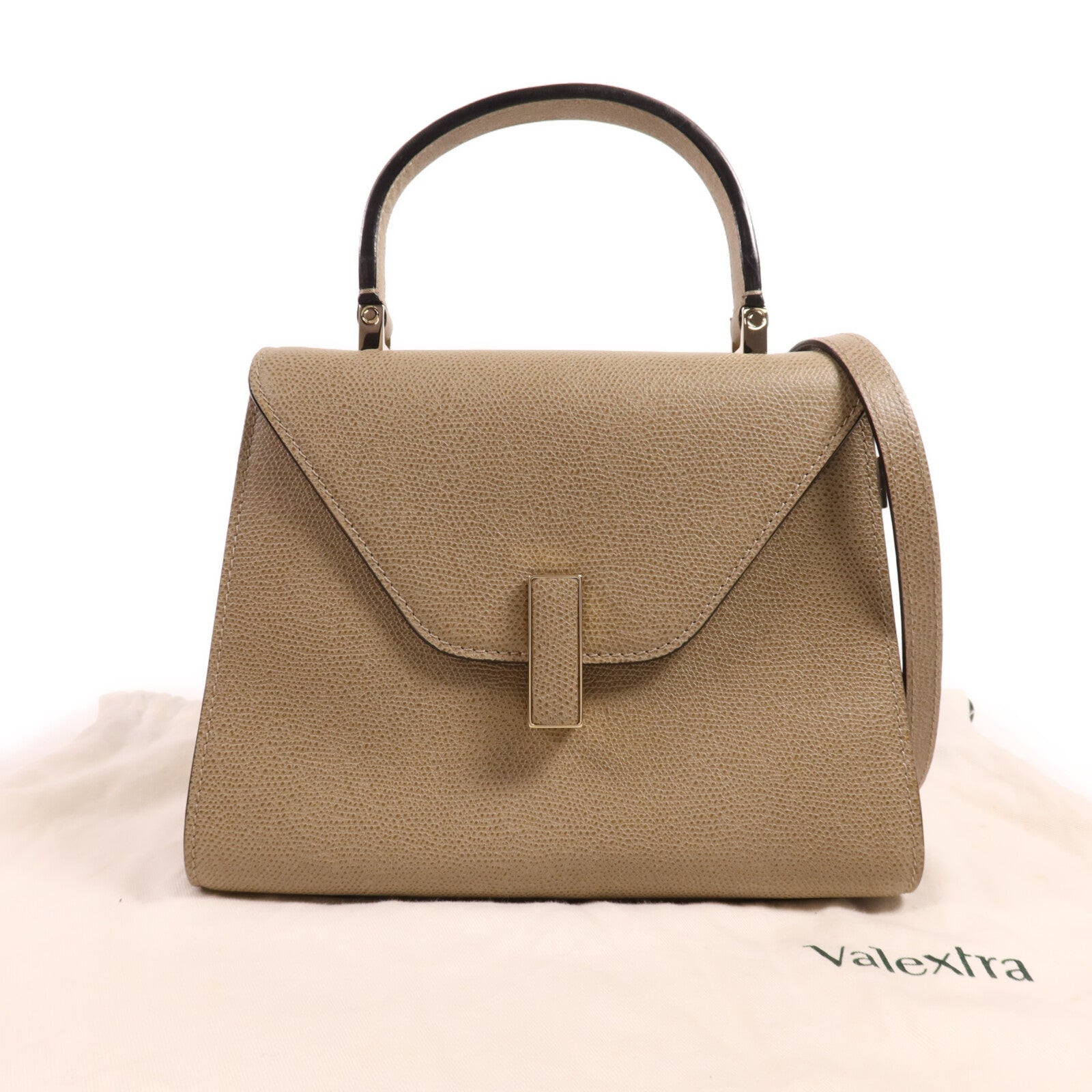 SELECTION 牛皮皮革Valextra Iside Top Handle Mini Bag金扣手挽肩背兩用袋