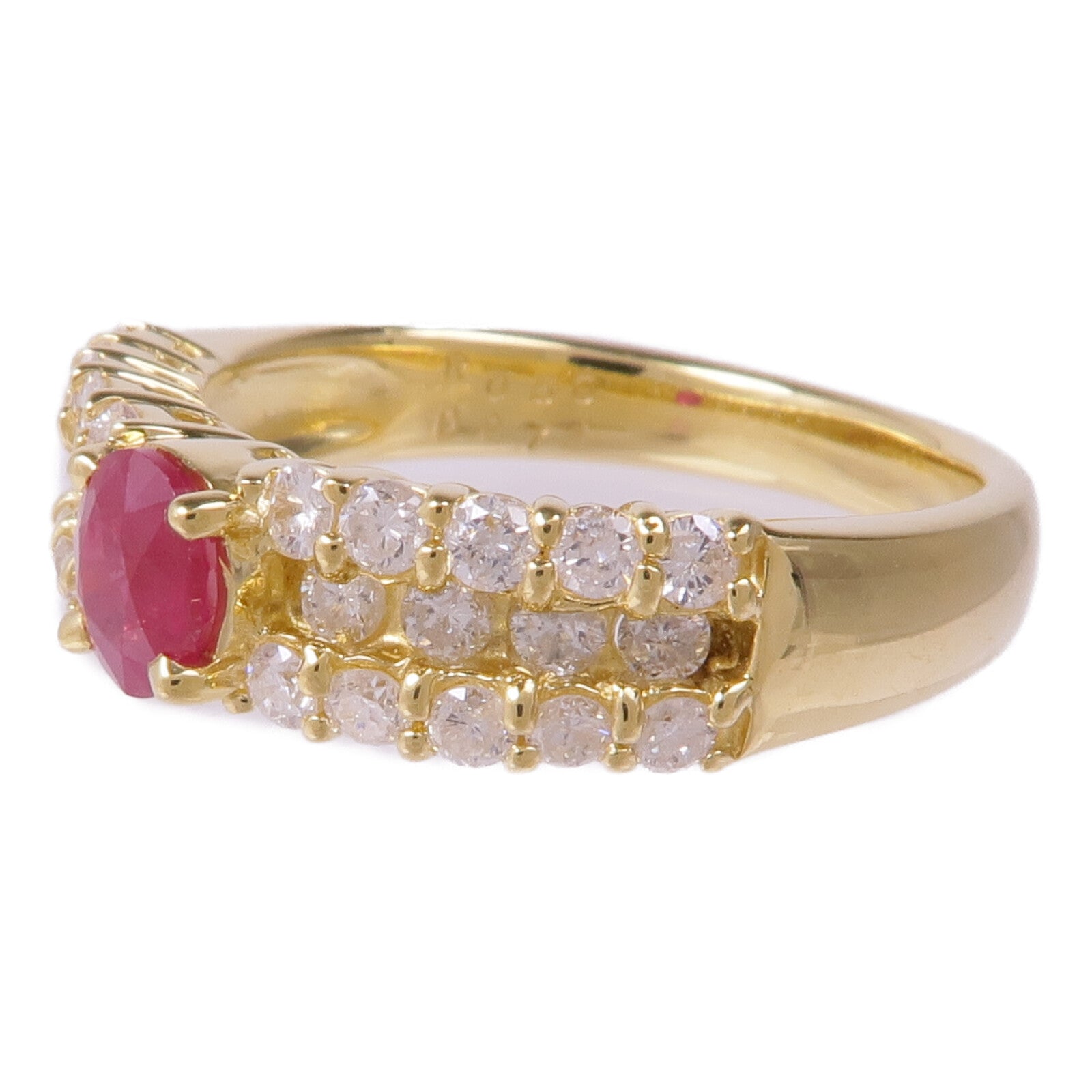 JEWELRY 18K黃金Ruby Diamond Ring紅寶石/鑽石戒指US#6.5