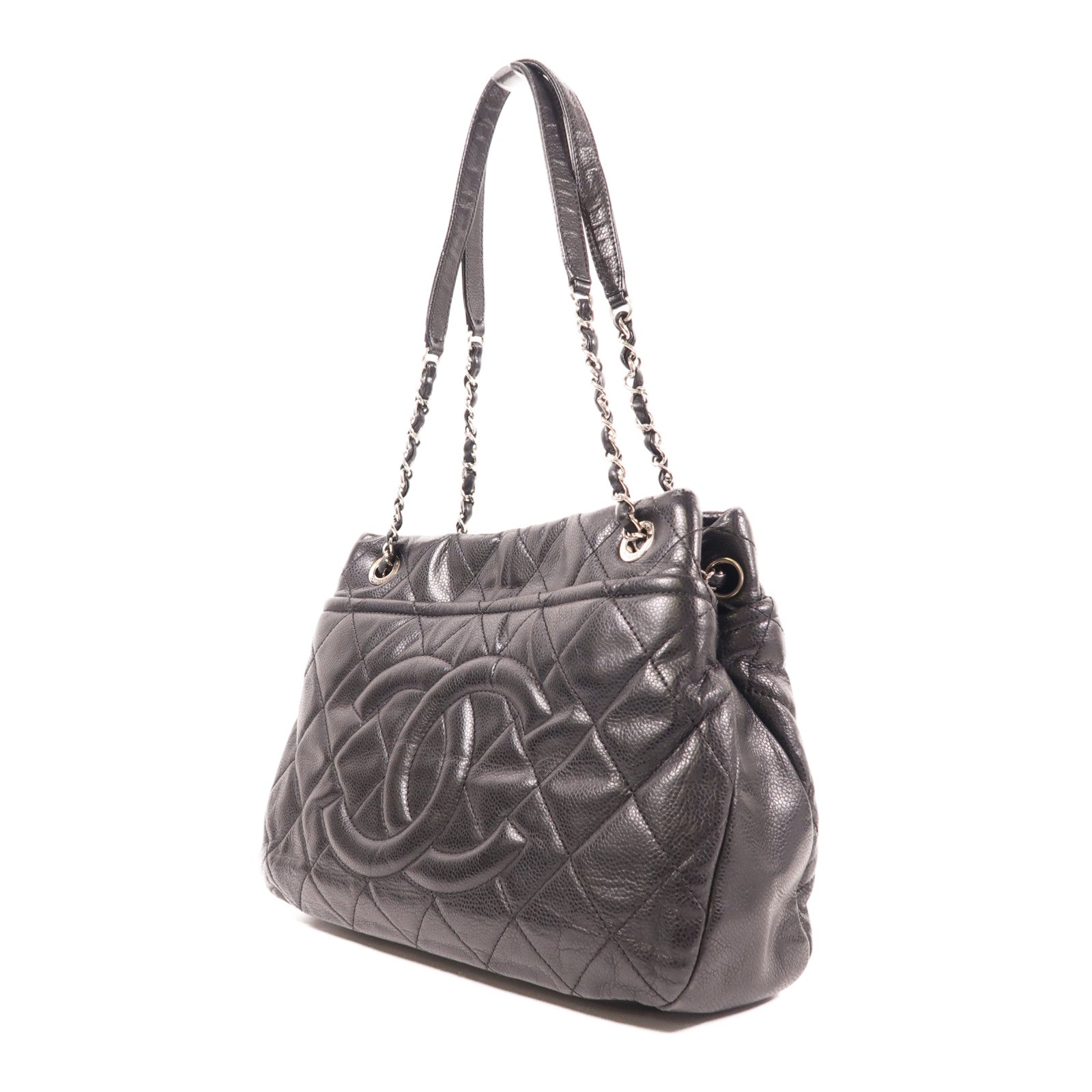 CHANEL 牛皮皮革Shoulder Bag銀扣鏈帶肩背袋