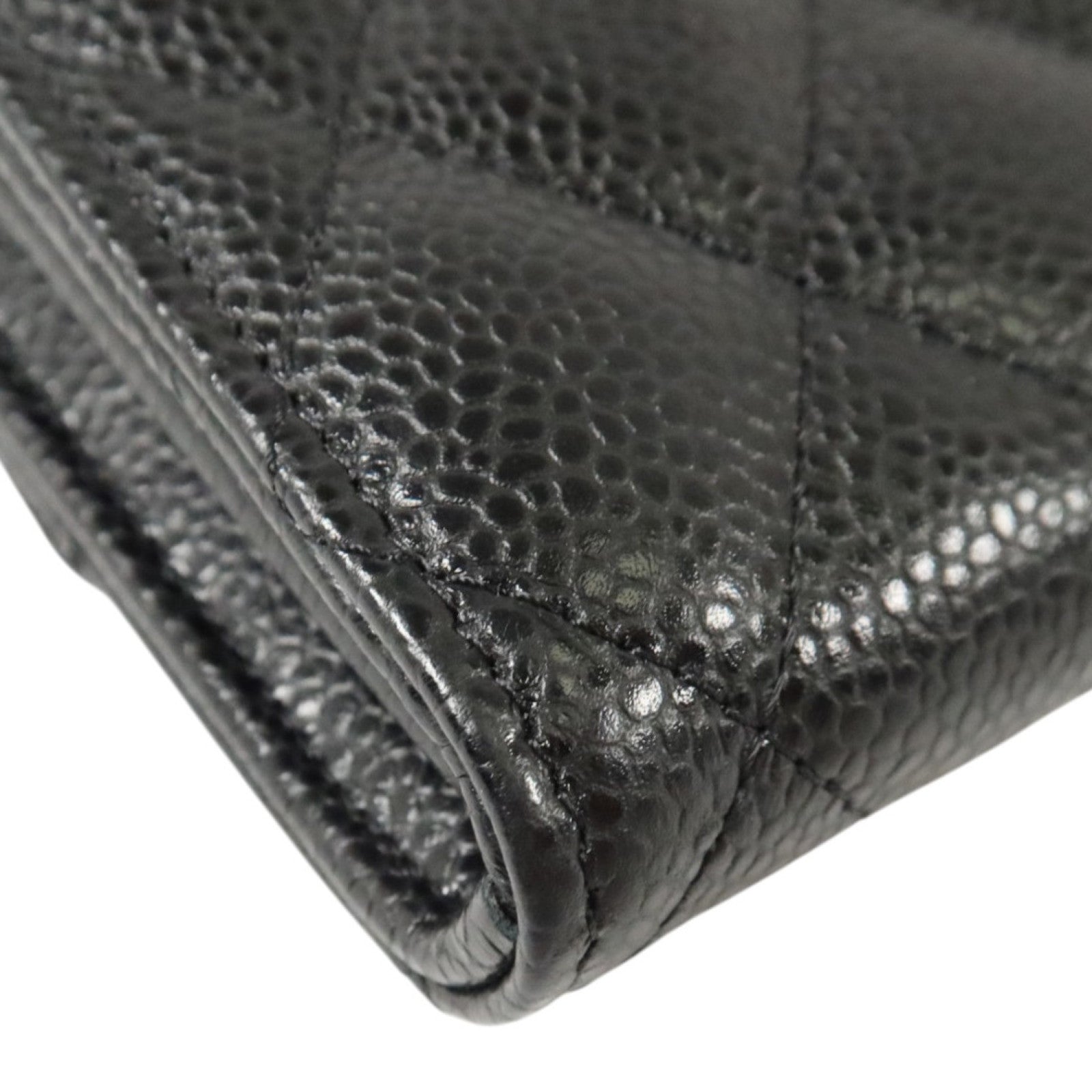 CHANEL 牛皮皮革Classic Long Flap Wallet銀扣長錢包