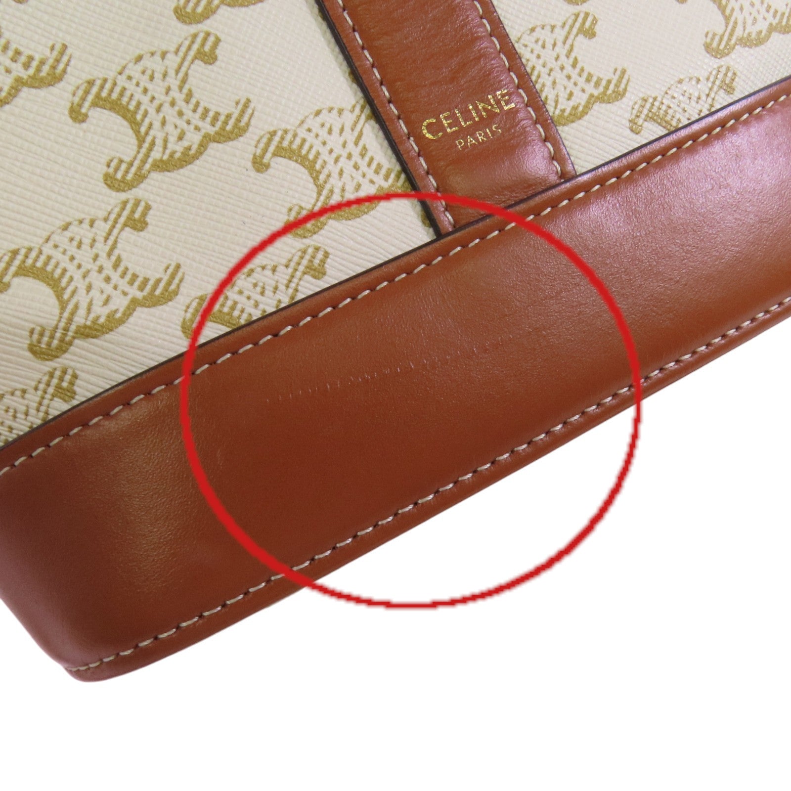 CELINE 塗層帆布Triomphe Small Bucket金扣肩背袋
