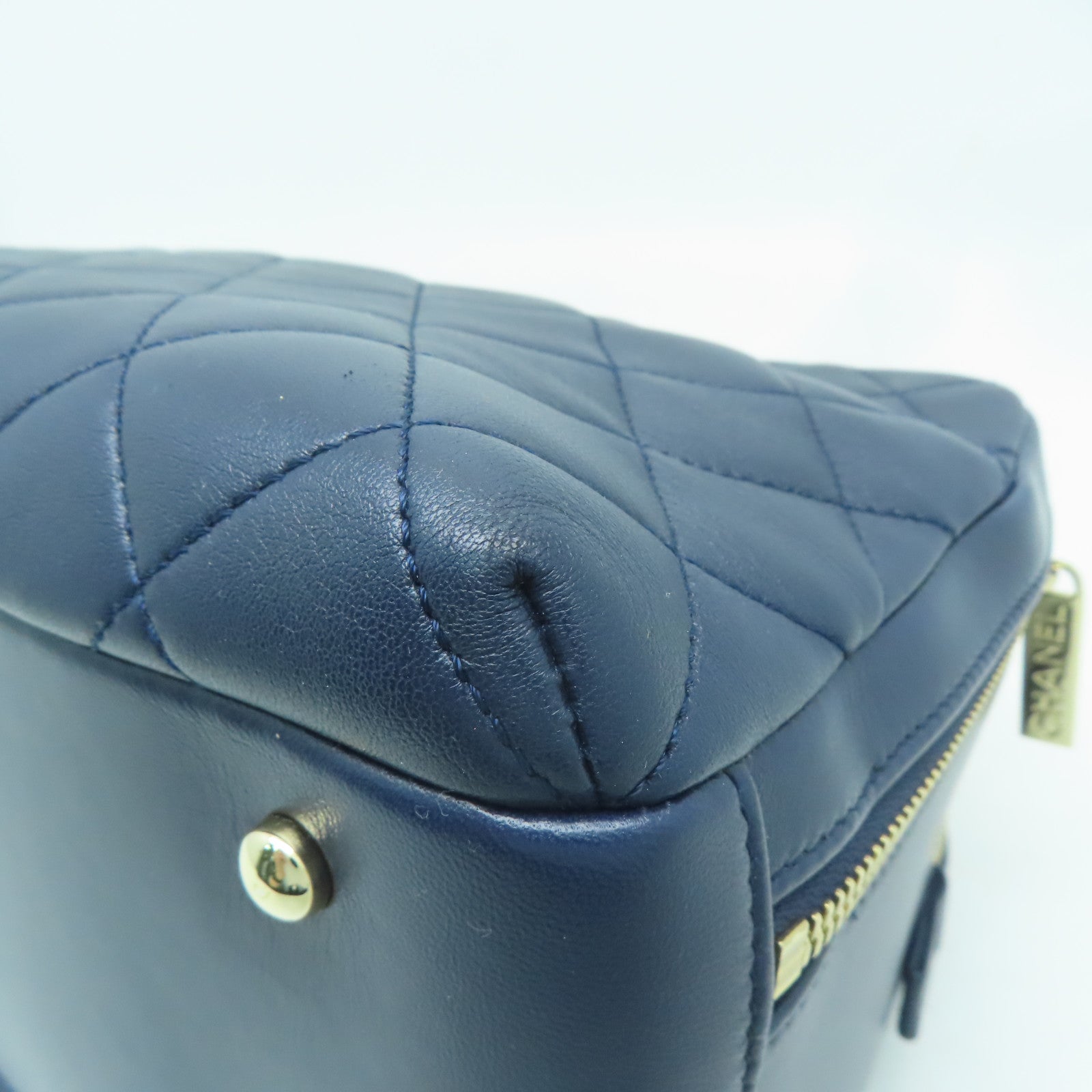 CHANEL 【激減優惠】菱格羊皮皮革Shoulder Bag金扣手挽肩背兩用袋藍色