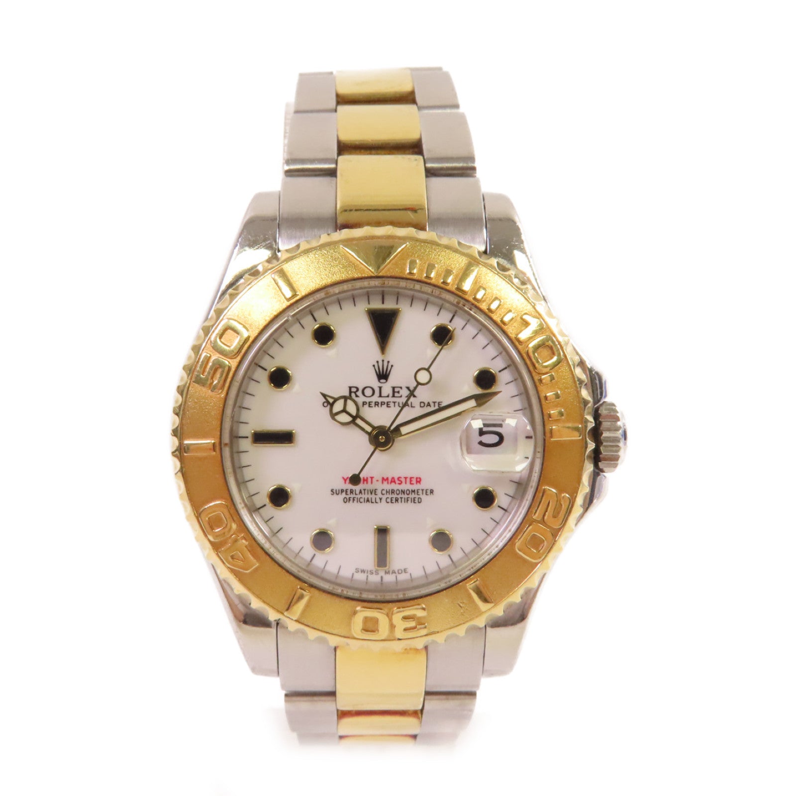 ROLEX Yacht Master 35mm Watch不鏽鋼/18K黃金自動機芯手錶白色