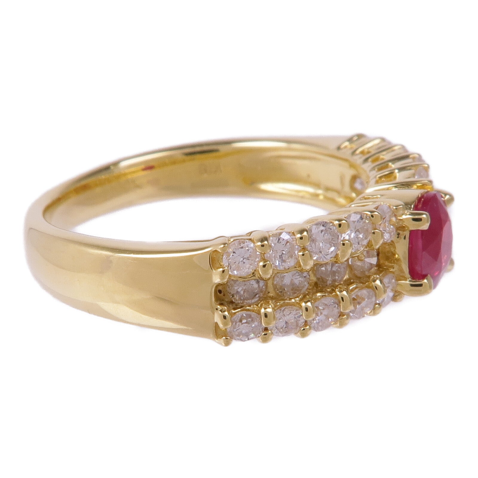 JEWELRY 【激減優惠】18K黃金Ruby Diamond Ring紅寶石/鑽石戒指US#6.5