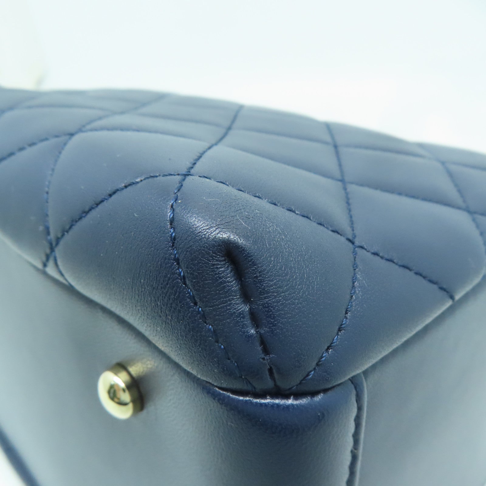 CHANEL 【激減優惠】菱格羊皮皮革Shoulder Bag金扣手挽肩背兩用袋藍色