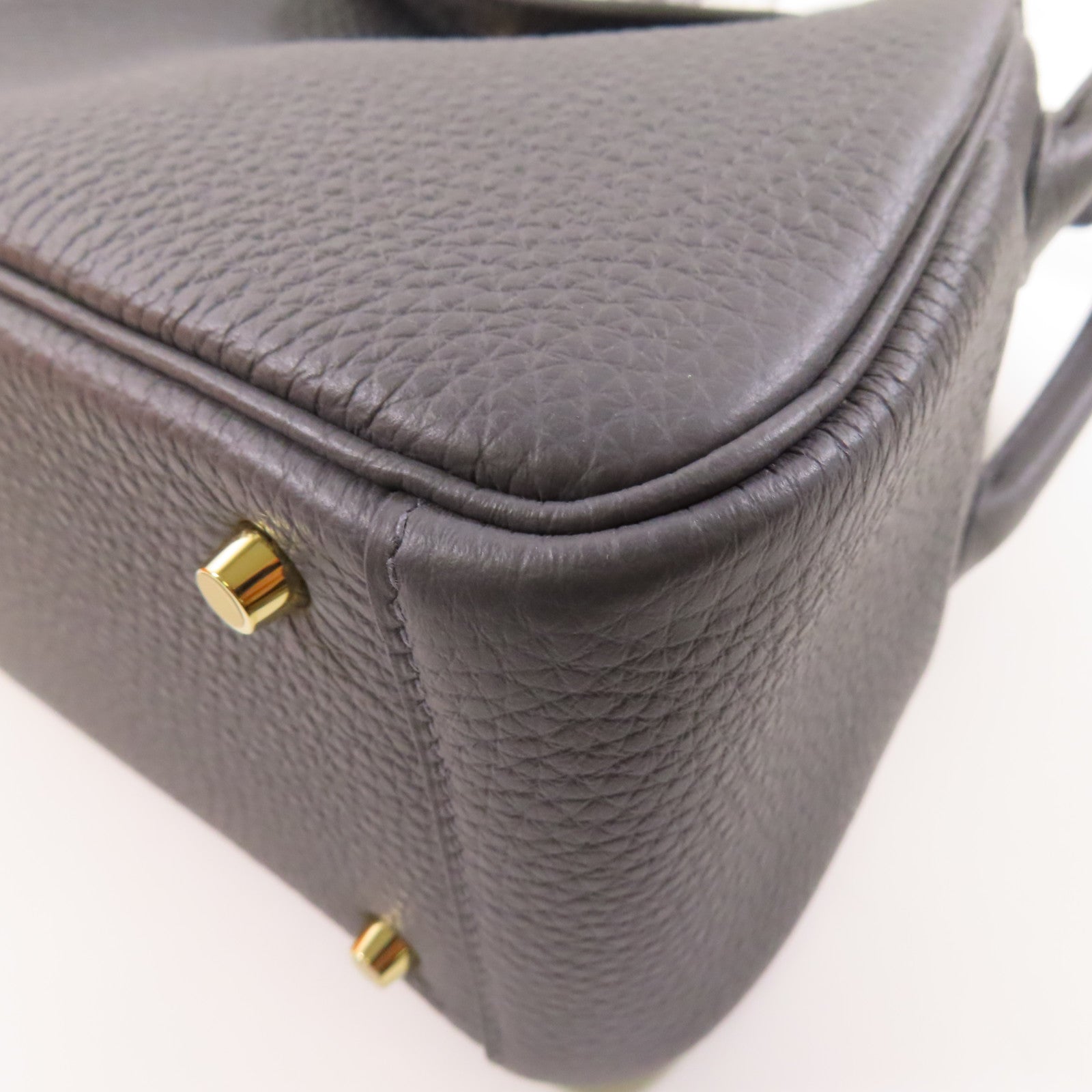 HERMES Clemence皮革Mini Lindy金扣手挽肩背兩用袋Ardoise