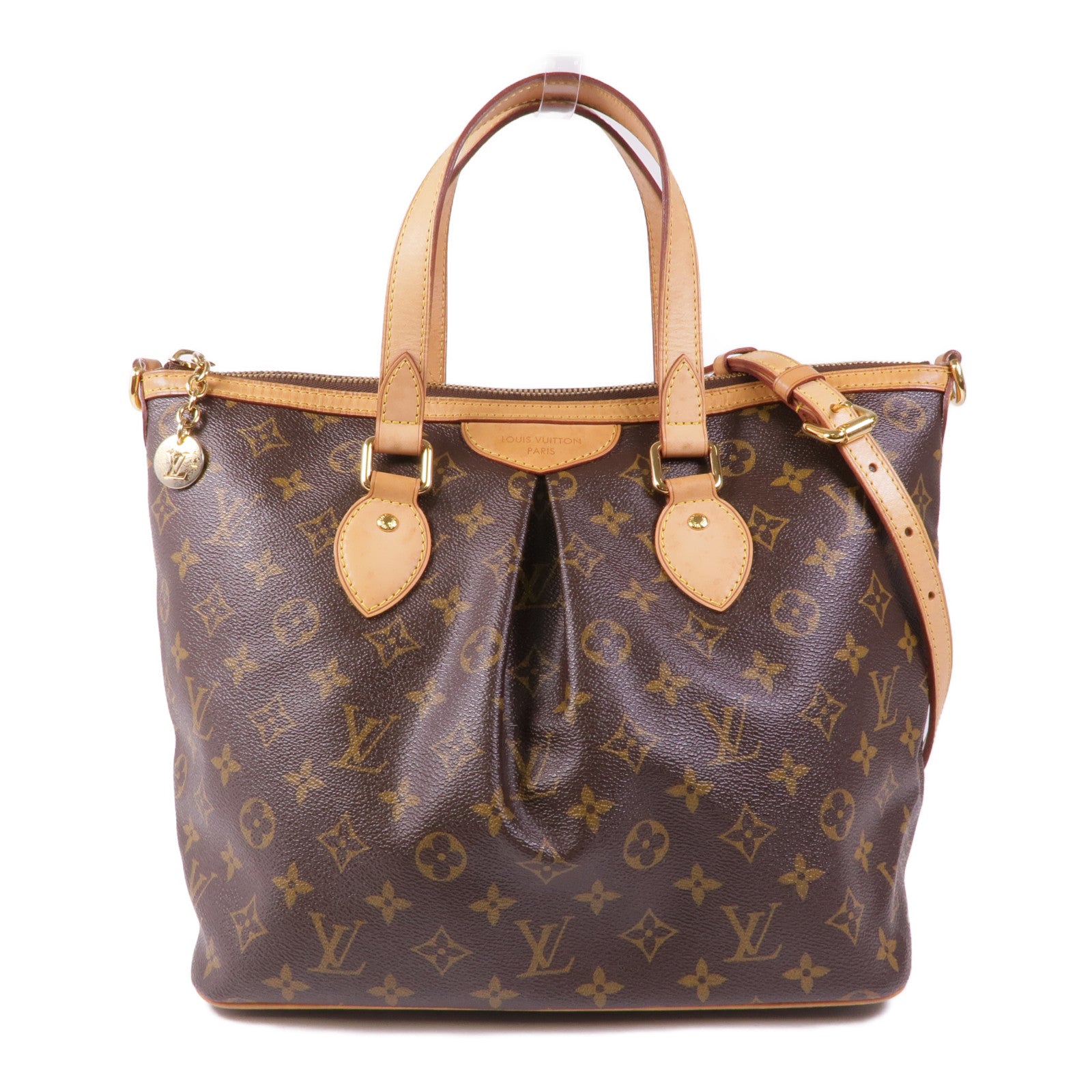 LOUIS VUITTON Monogram Palermo PM金扣手挽肩背兩用袋棕色