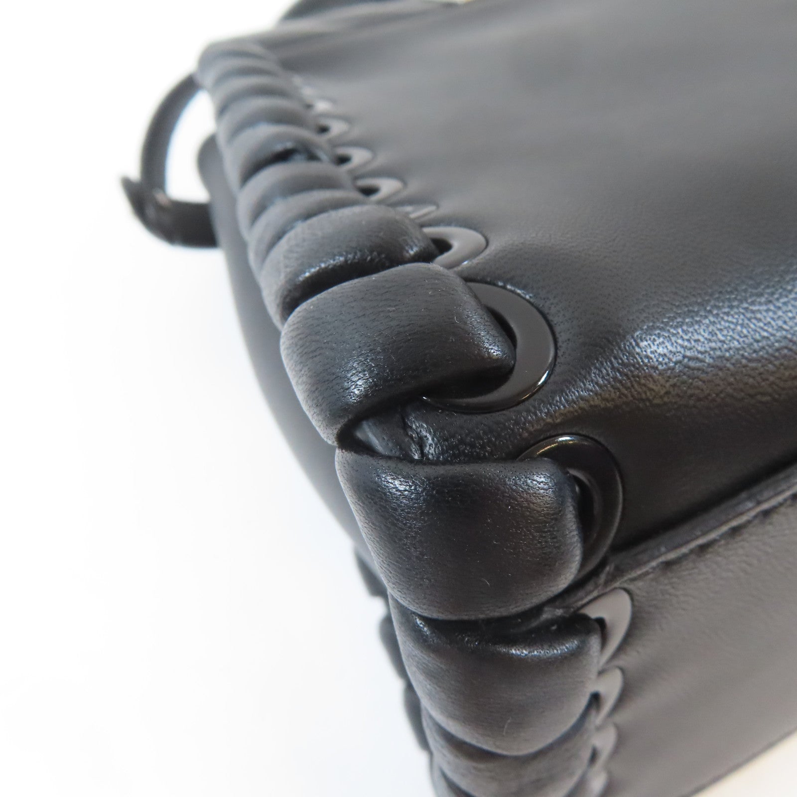 FENDI 牛皮皮革Peekaboo銀扣手挽肩背兩用袋黑色
