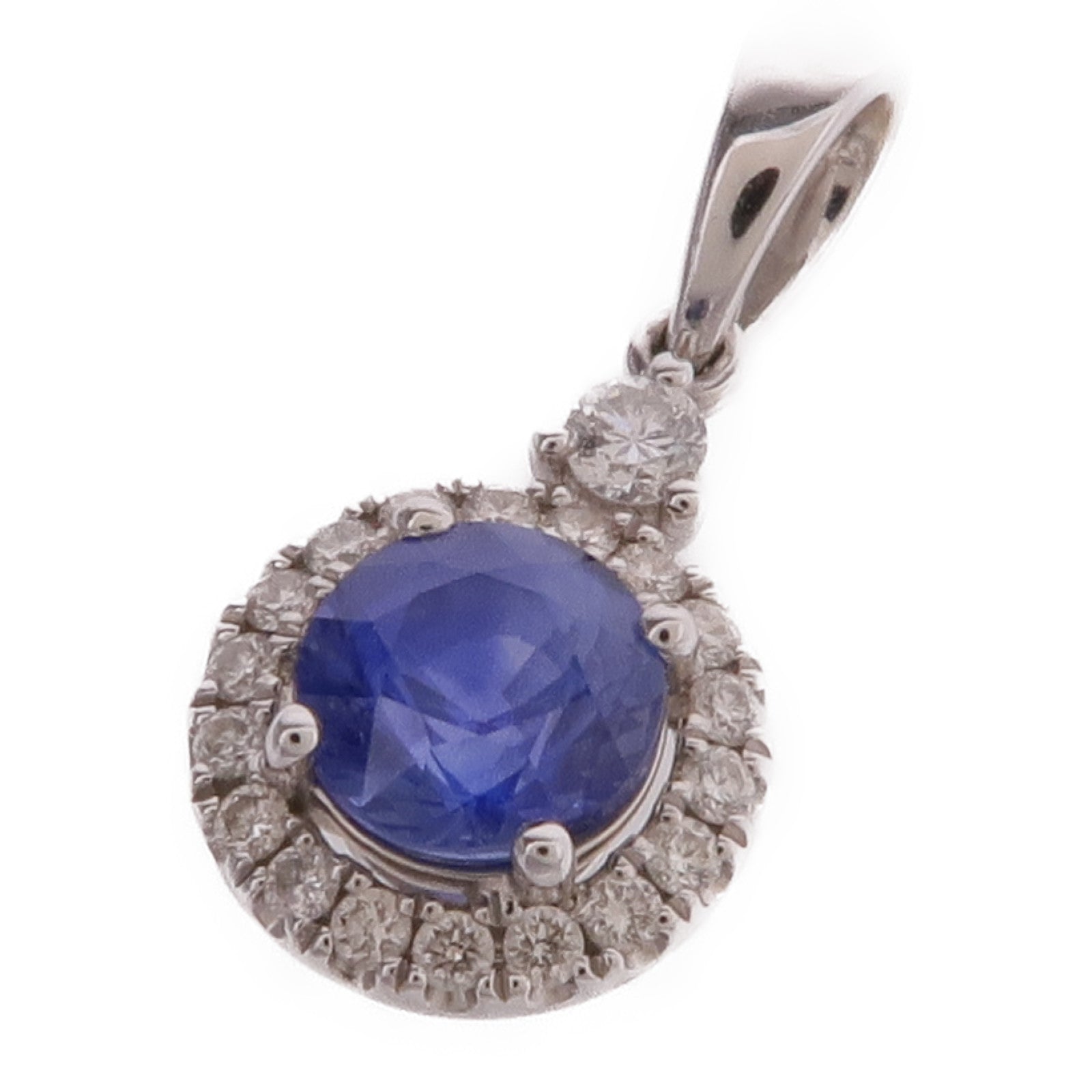 JEWELRY 18K白金Sapphire Diamond Pendant Top藍寶石/鑽石吊墜