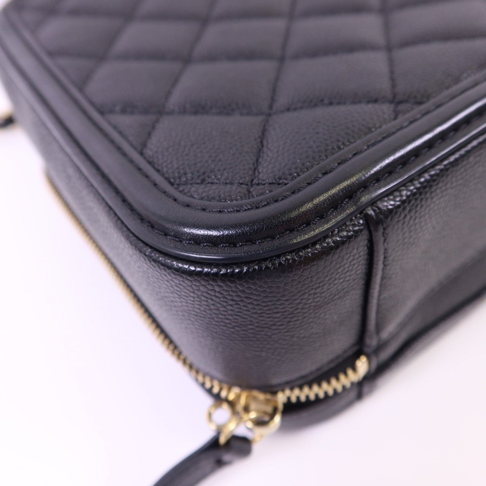 CHANEL 牛皮皮革Vanity Case Bag金扣手挽肩背兩用袋