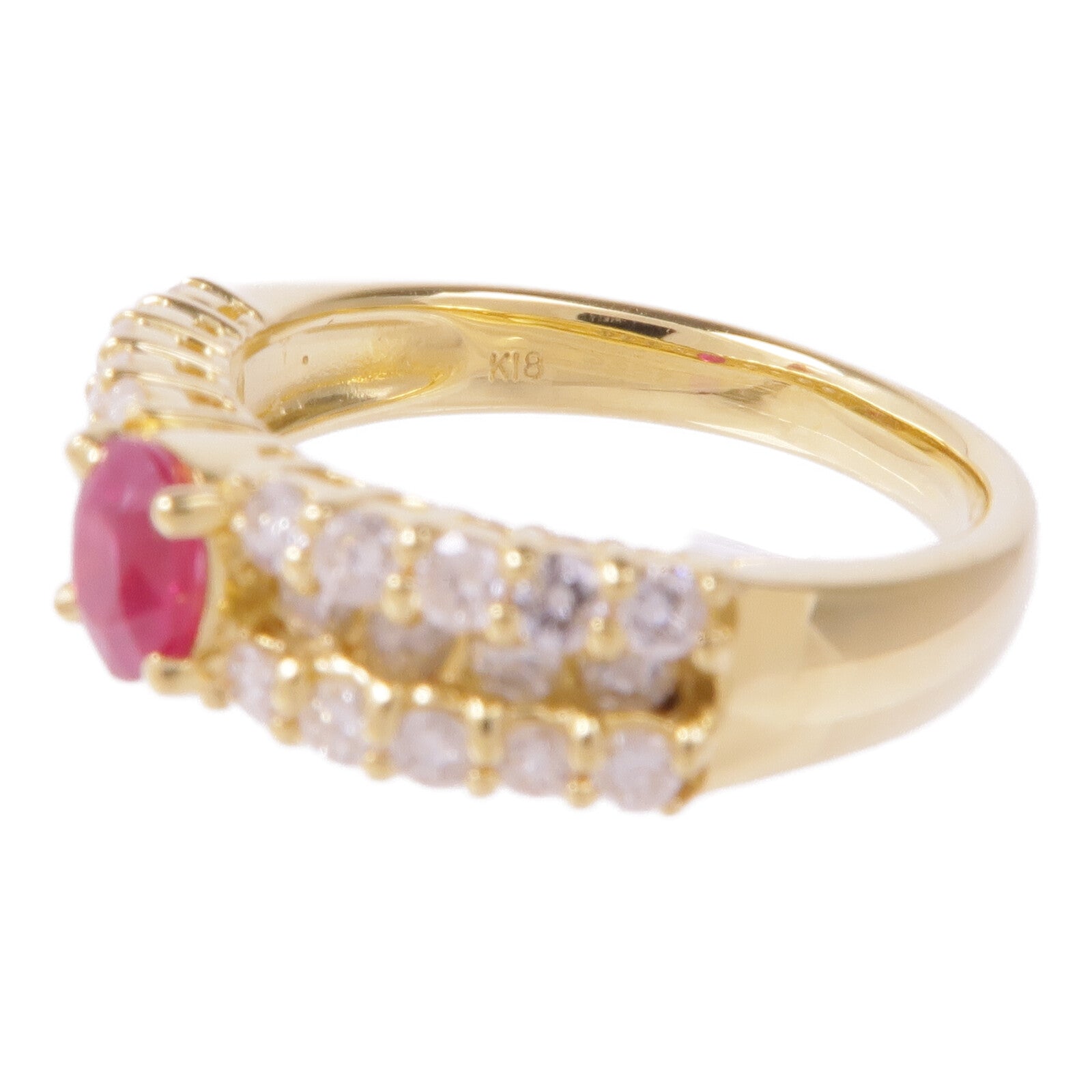 JEWELRY 18K黃金Ruby Diamond Ring紅寶石/鑽石戒指US#6.5
