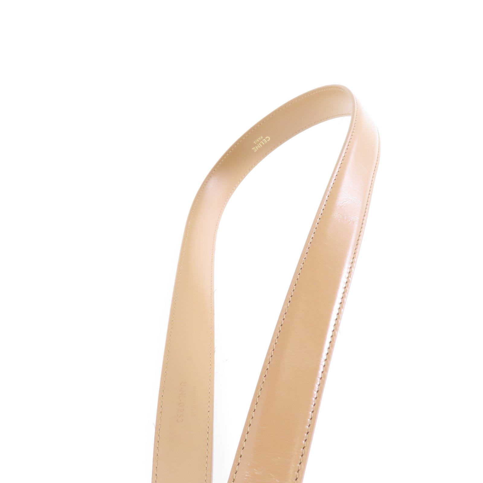 CELINE 牛皮皮革Belt金扣皮帶啡色
