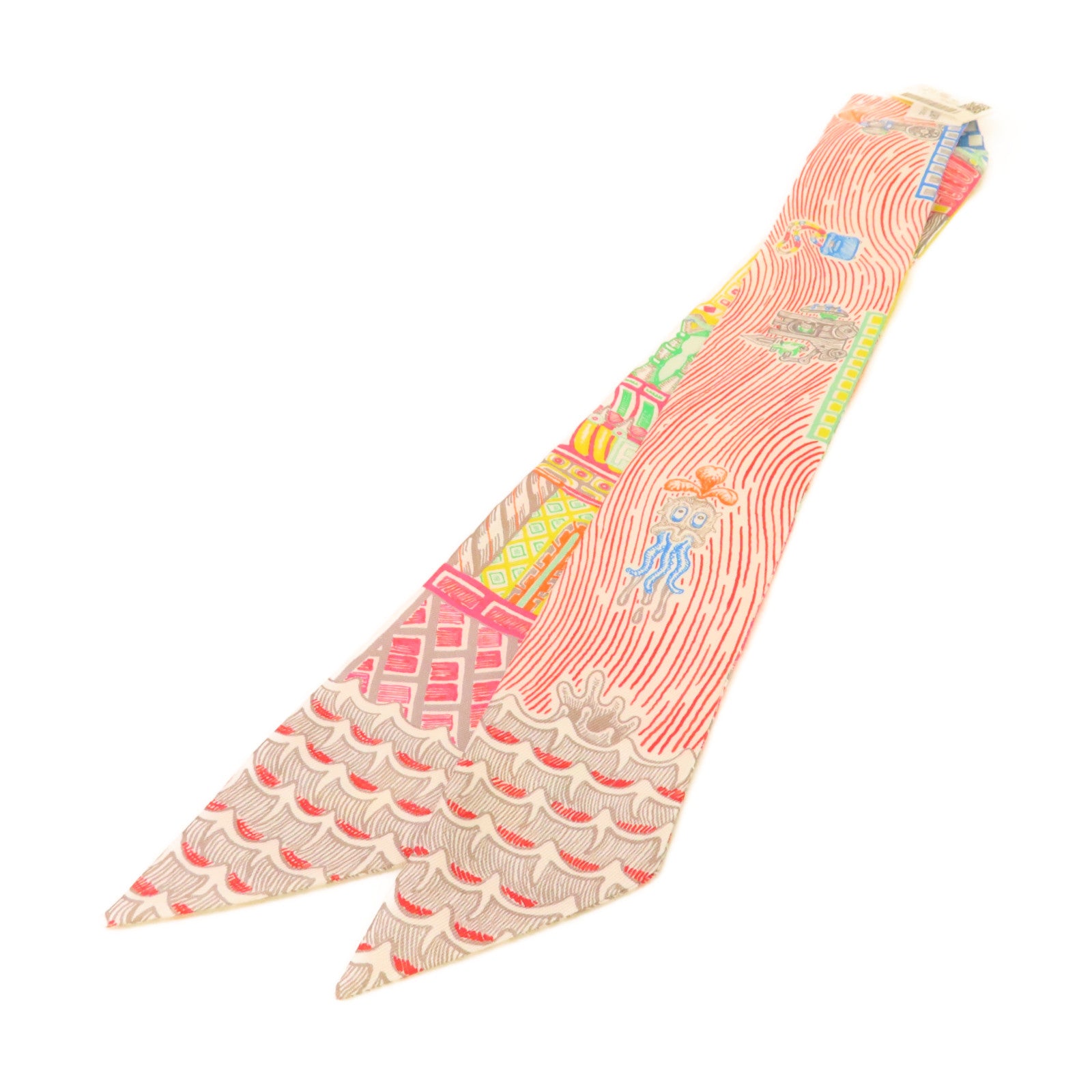 HERMES 【激減優惠】絲質Twilly絲巾紅色/粉紅色/彩色