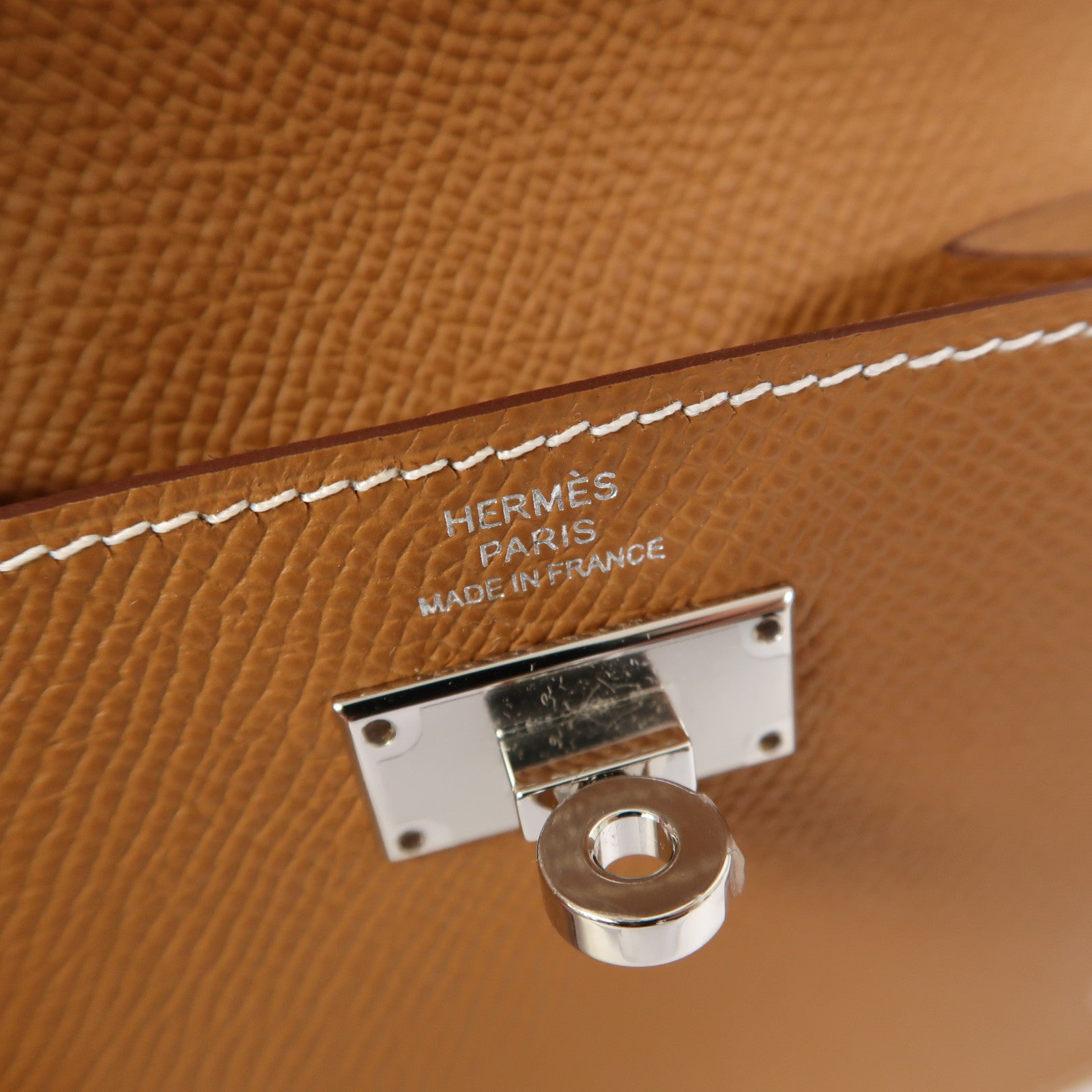 HERMES Epsom皮革Kelly Pocket Compact Wallet銀扣錢包經典駝色