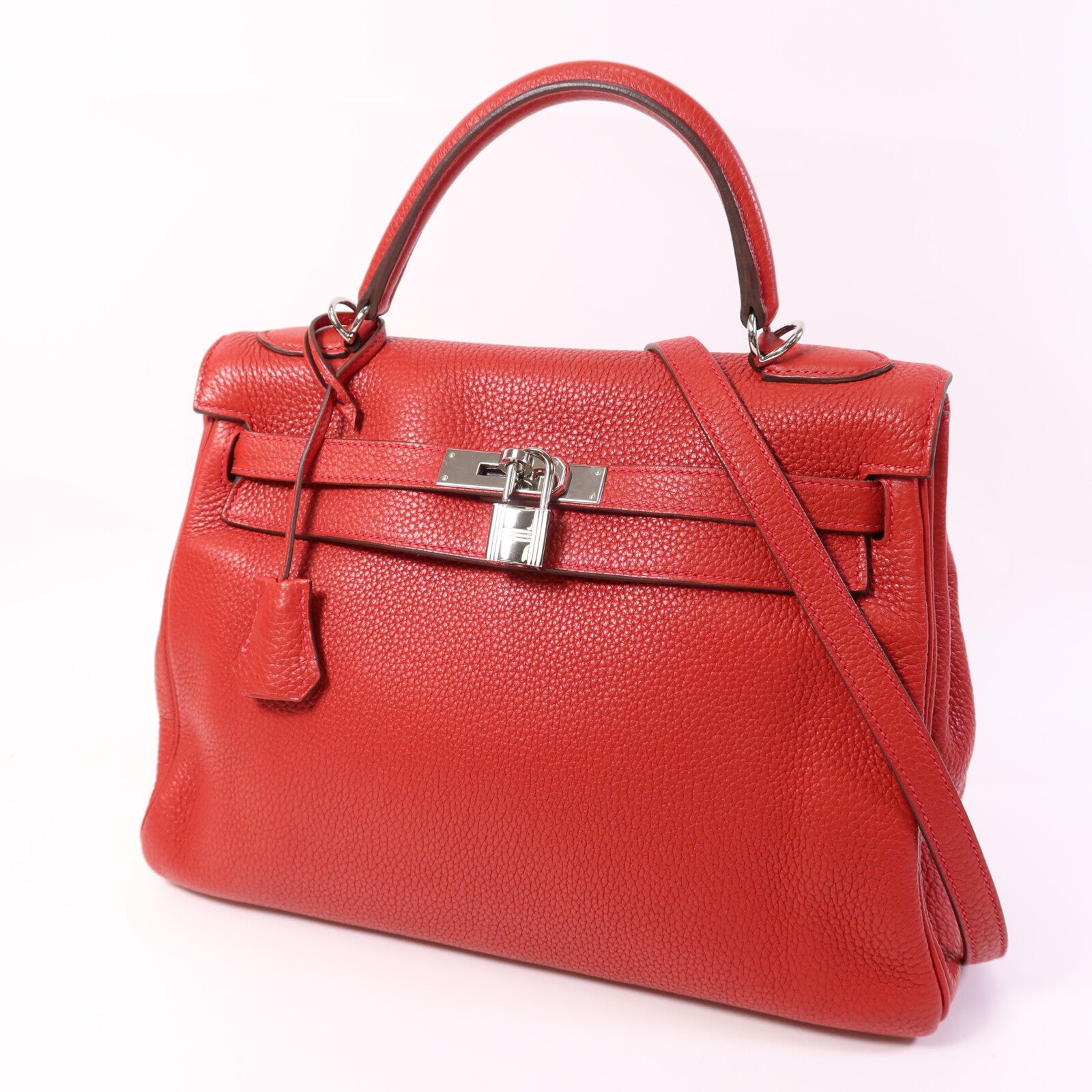 HERMES Clemence皮革Kelly 32銀扣手挽肩背兩用袋