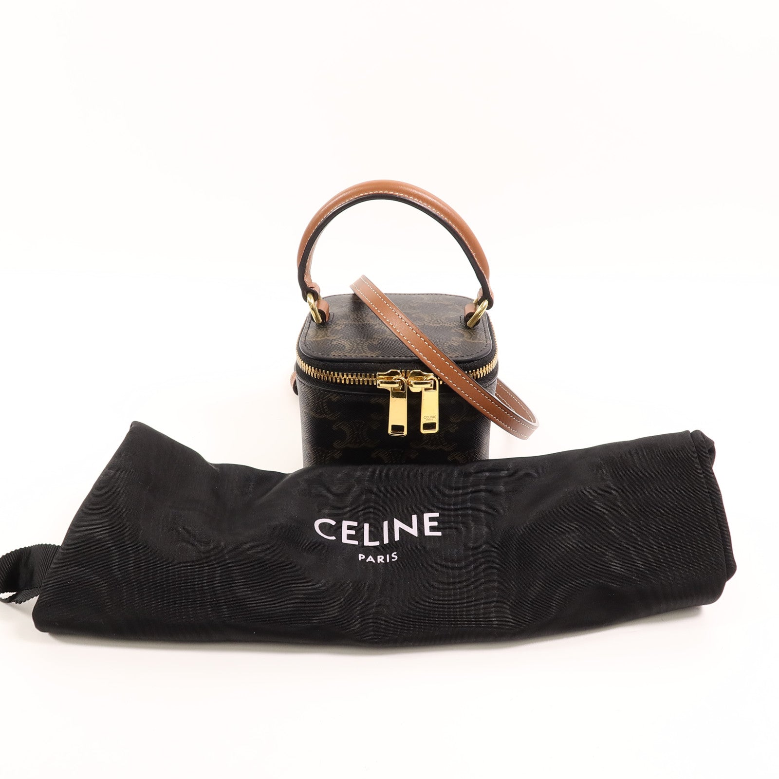 CELINE 塗層帆布Mini Vanity Case手挽肩背兩用袋