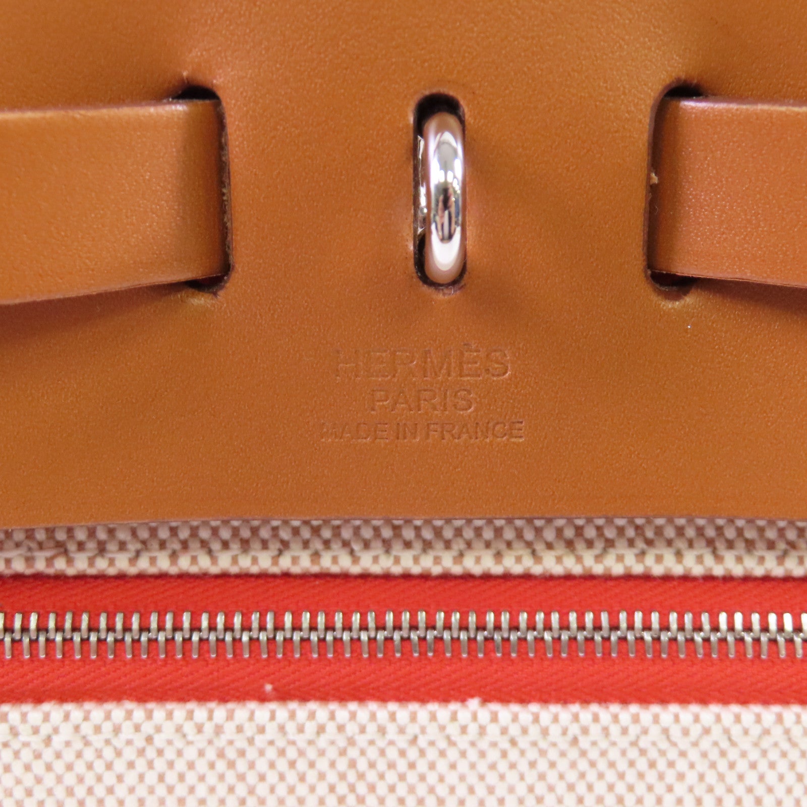 HERMES 帆布/牛皮皮革Herbag PM 2Way Shoulder Bag銀扣手挽肩背兩用袋