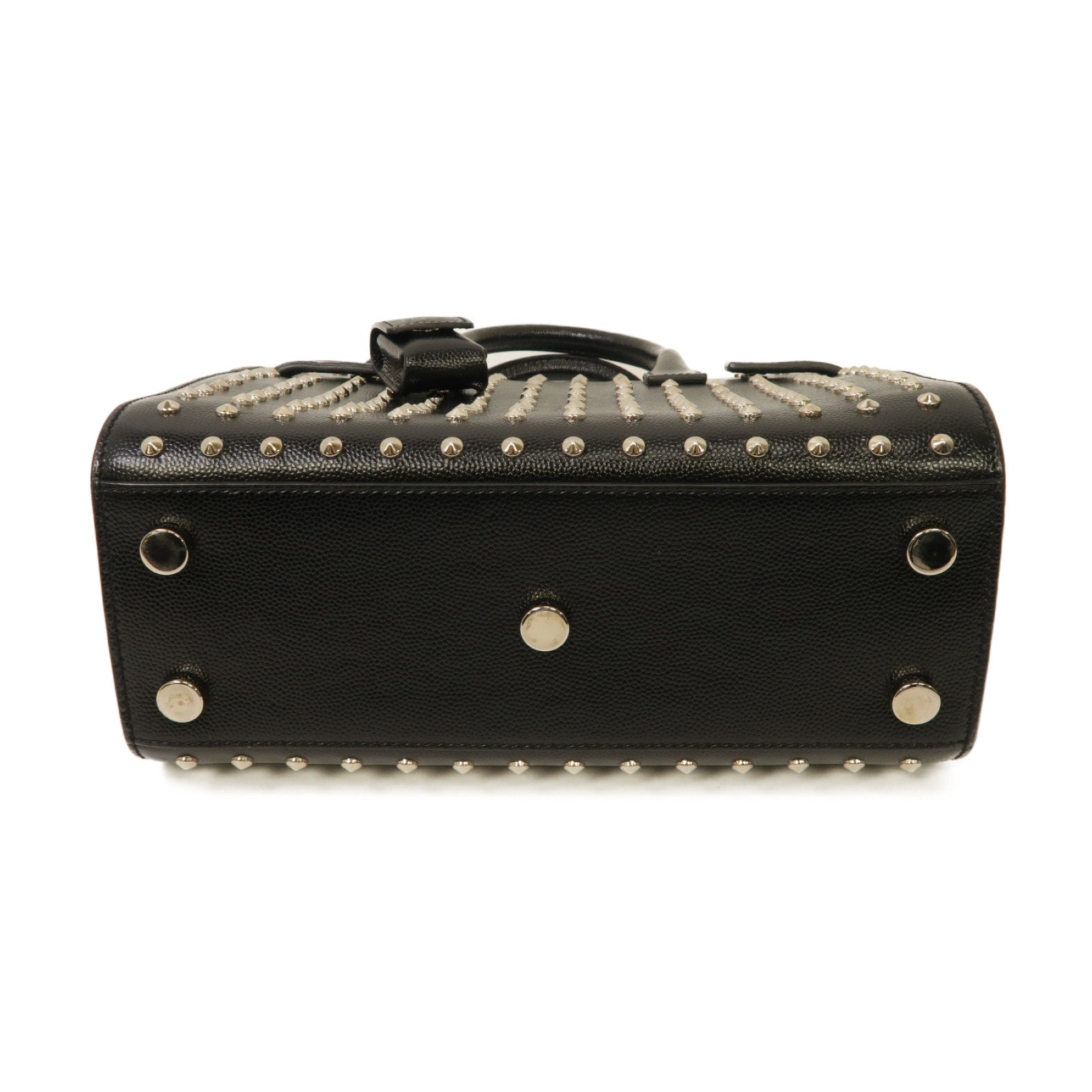 SAINT LAURENT 【激減優惠】牛皮皮革Nano Studded Sac de Jour銀扣手挽肩背兩用袋黑色