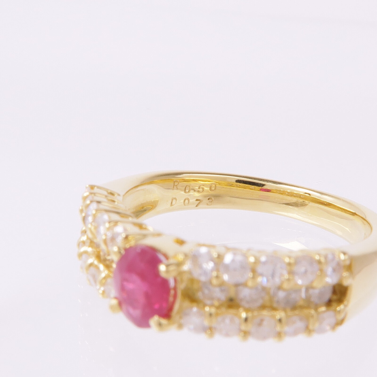 JEWELRY 18K黃金Ruby Diamond Ring紅寶石/鑽石戒指US#6.5