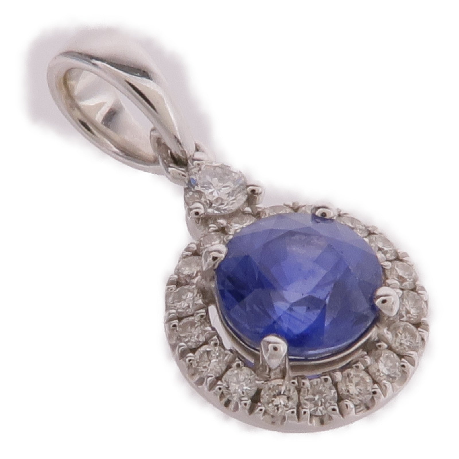 JEWELRY 18K白金Sapphire Diamond Pendant Top藍寶石/鑽石吊墜