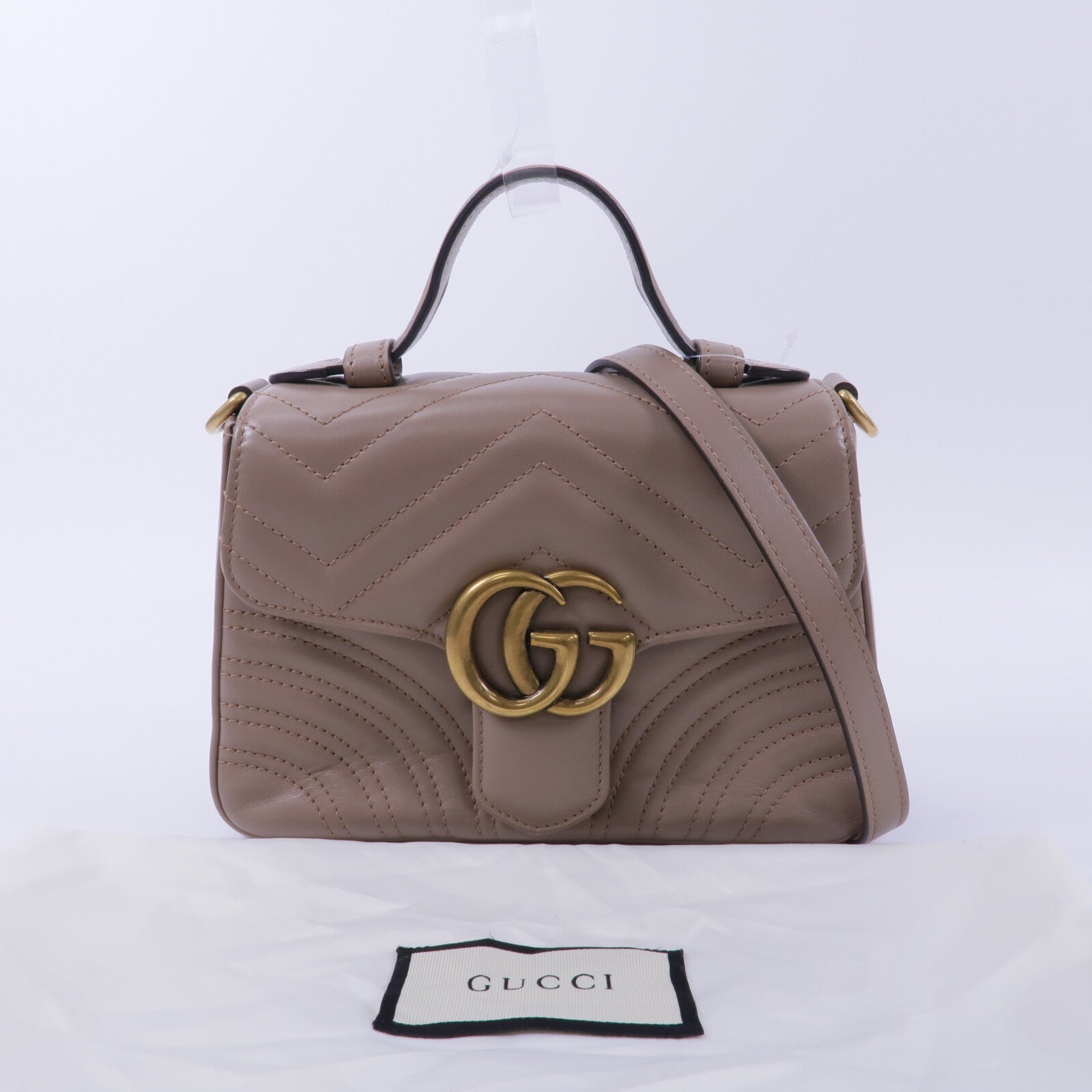 GUCCI 牛皮皮革GG Marmont Mini Top Handle Bag手挽肩背兩用袋