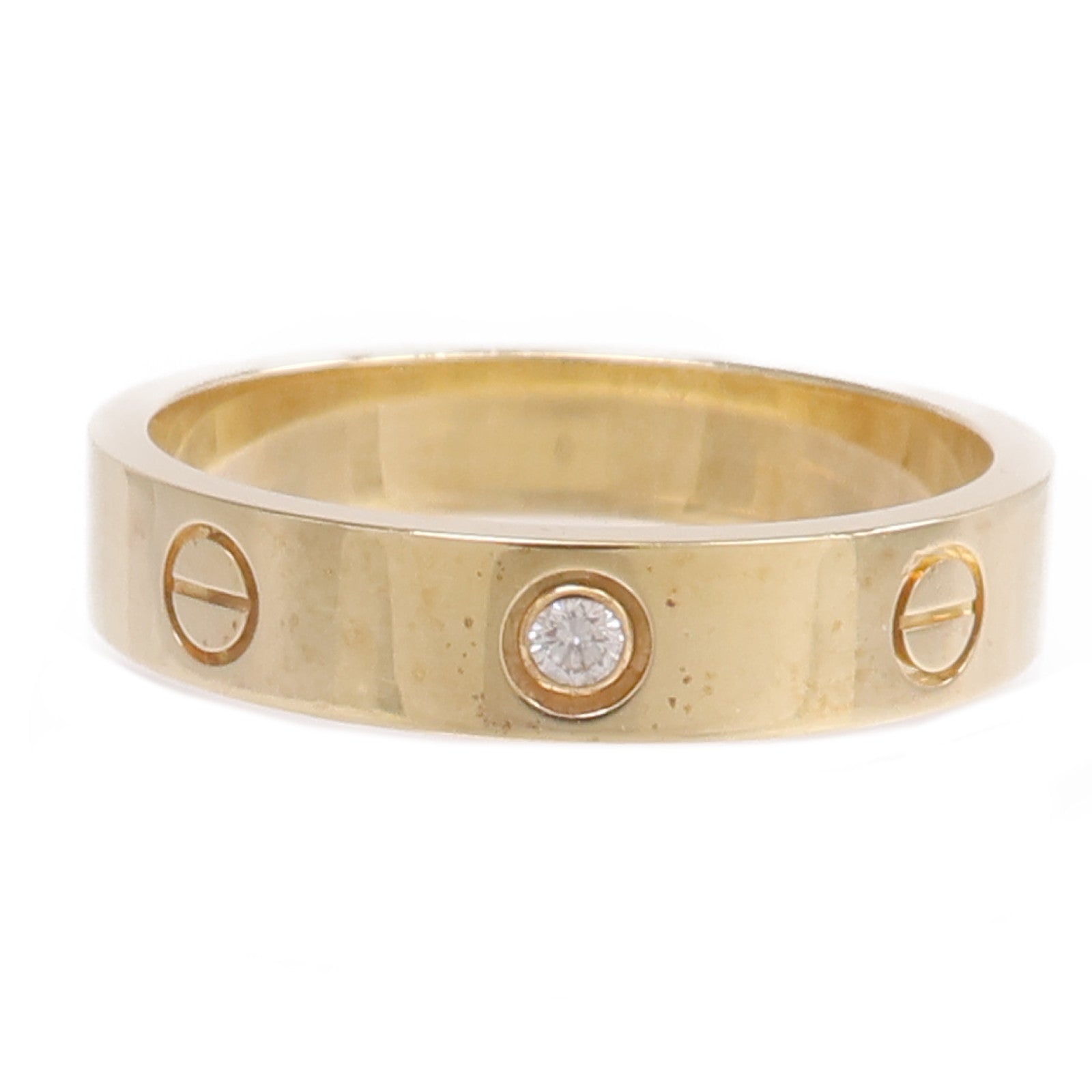 CARTIER 18K黃金Mini Love Ring 1P Diamond鑽石戒指