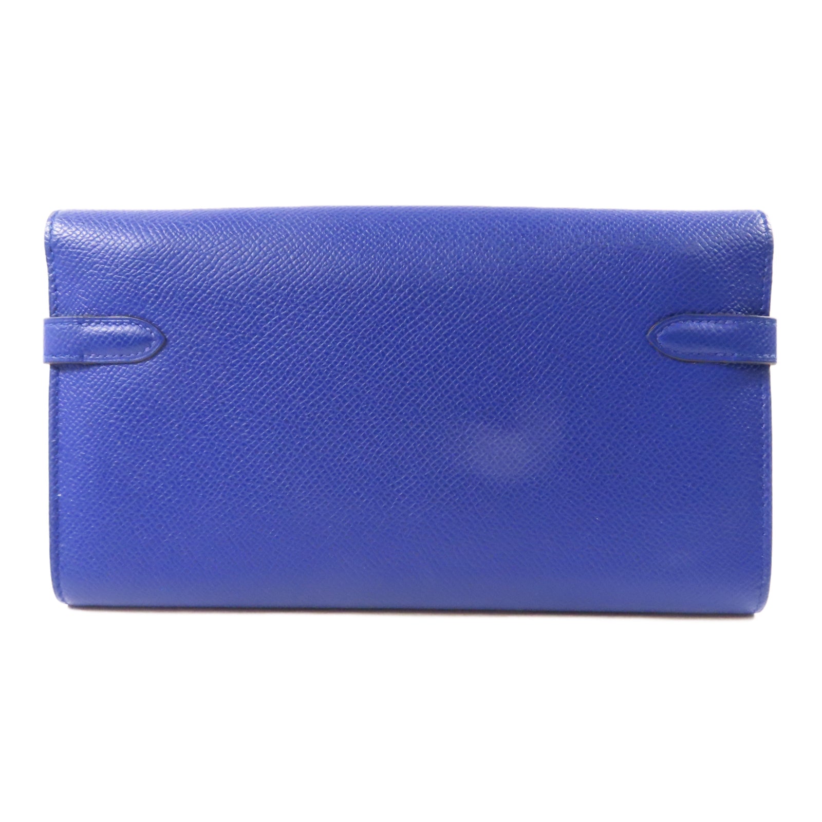 HERMES Epsom皮革Kelly Compact Wallet銀扣錢包Electric Blue藍色