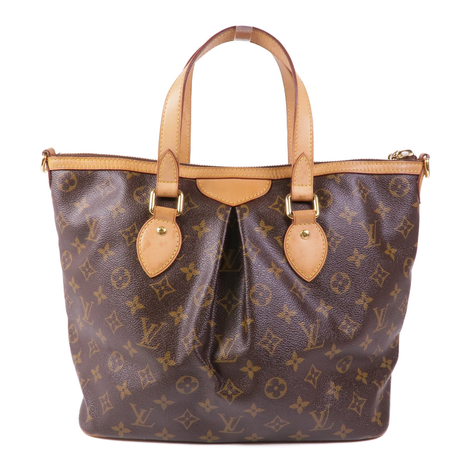 LOUIS VUITTON Monogram Palermo PM金扣手挽肩背兩用袋棕色