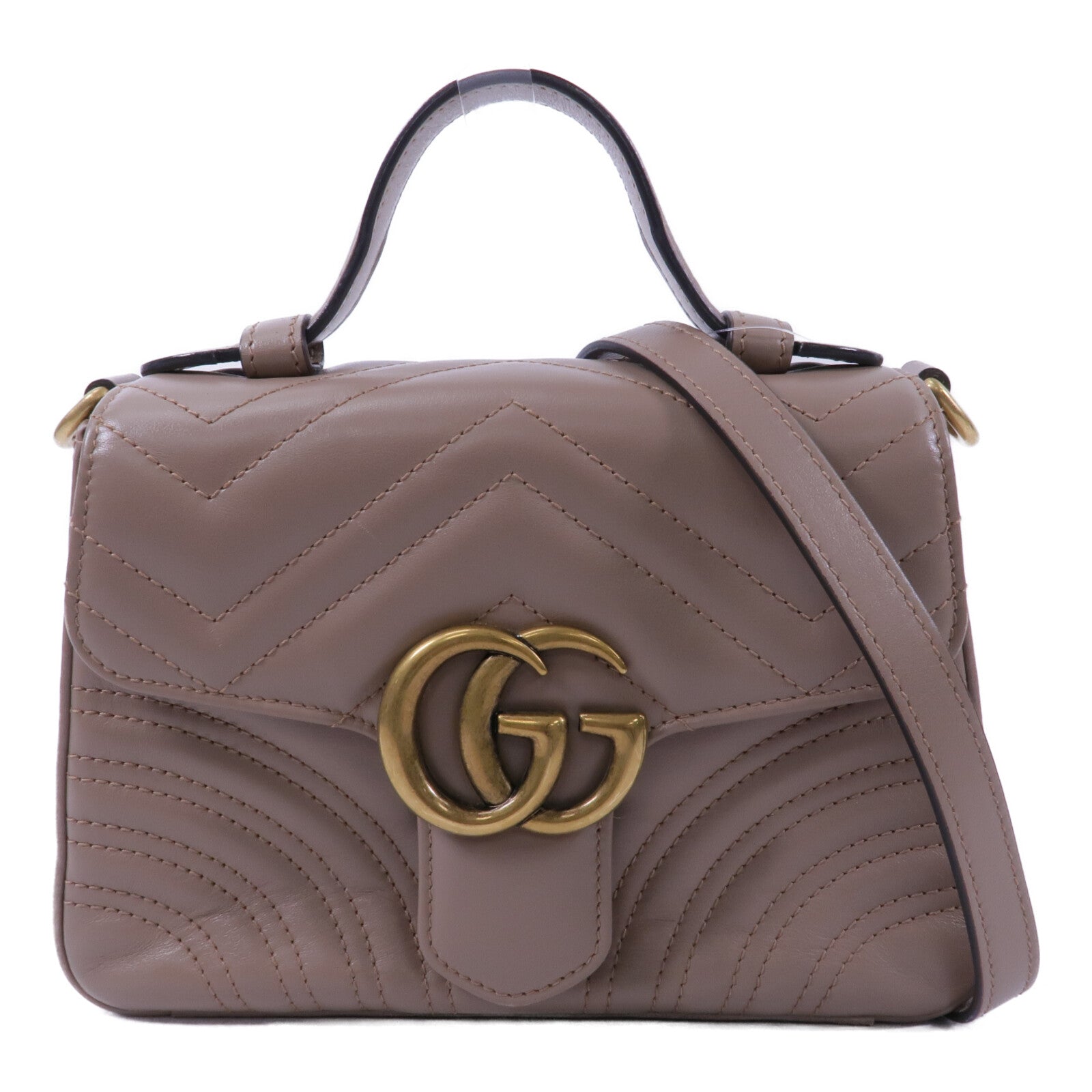 GUCCI 牛皮皮革GG Marmont Mini Top Handle Bag手挽肩背兩用袋