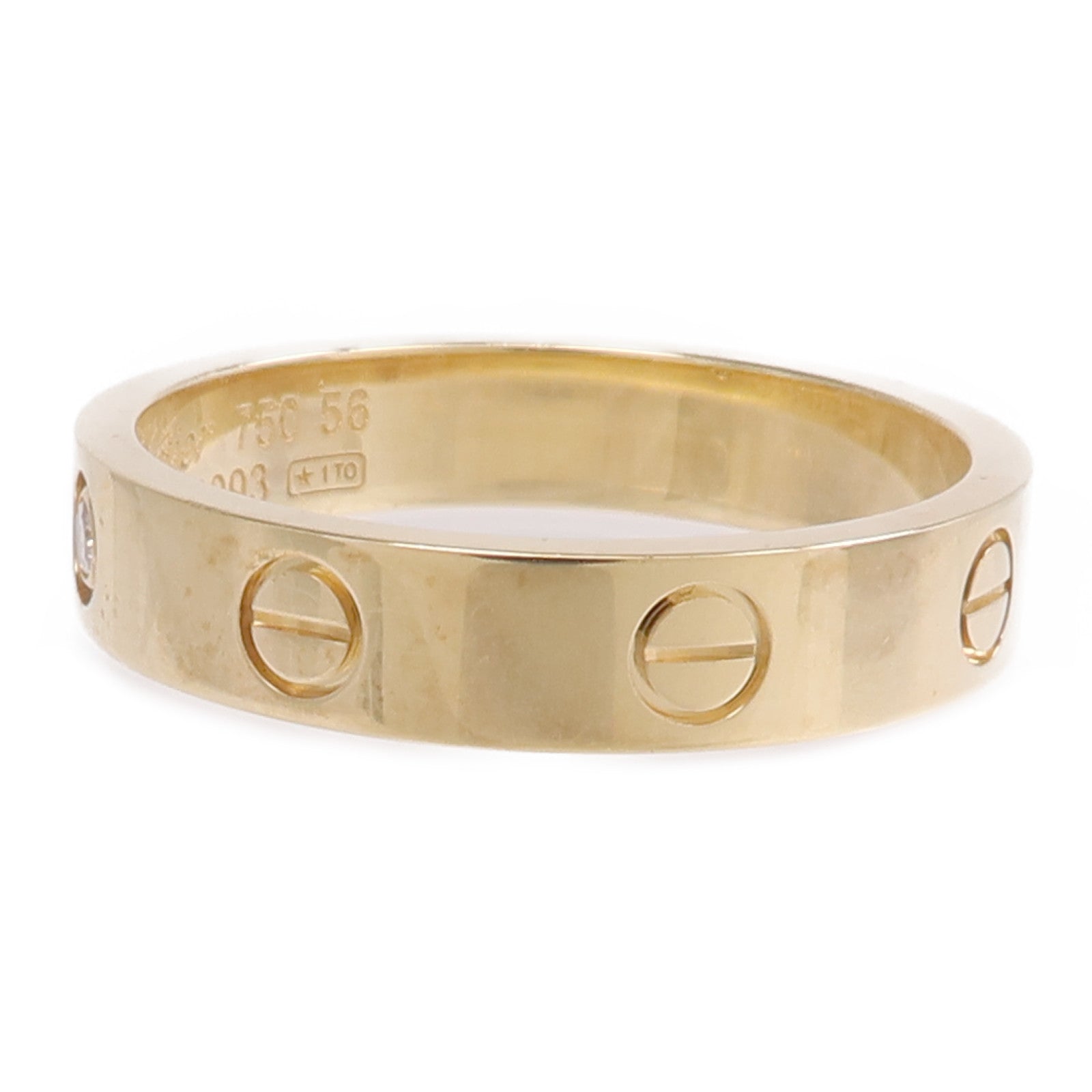 CARTIER 18K黃金Mini Love Ring 1P Diamond鑽石戒指