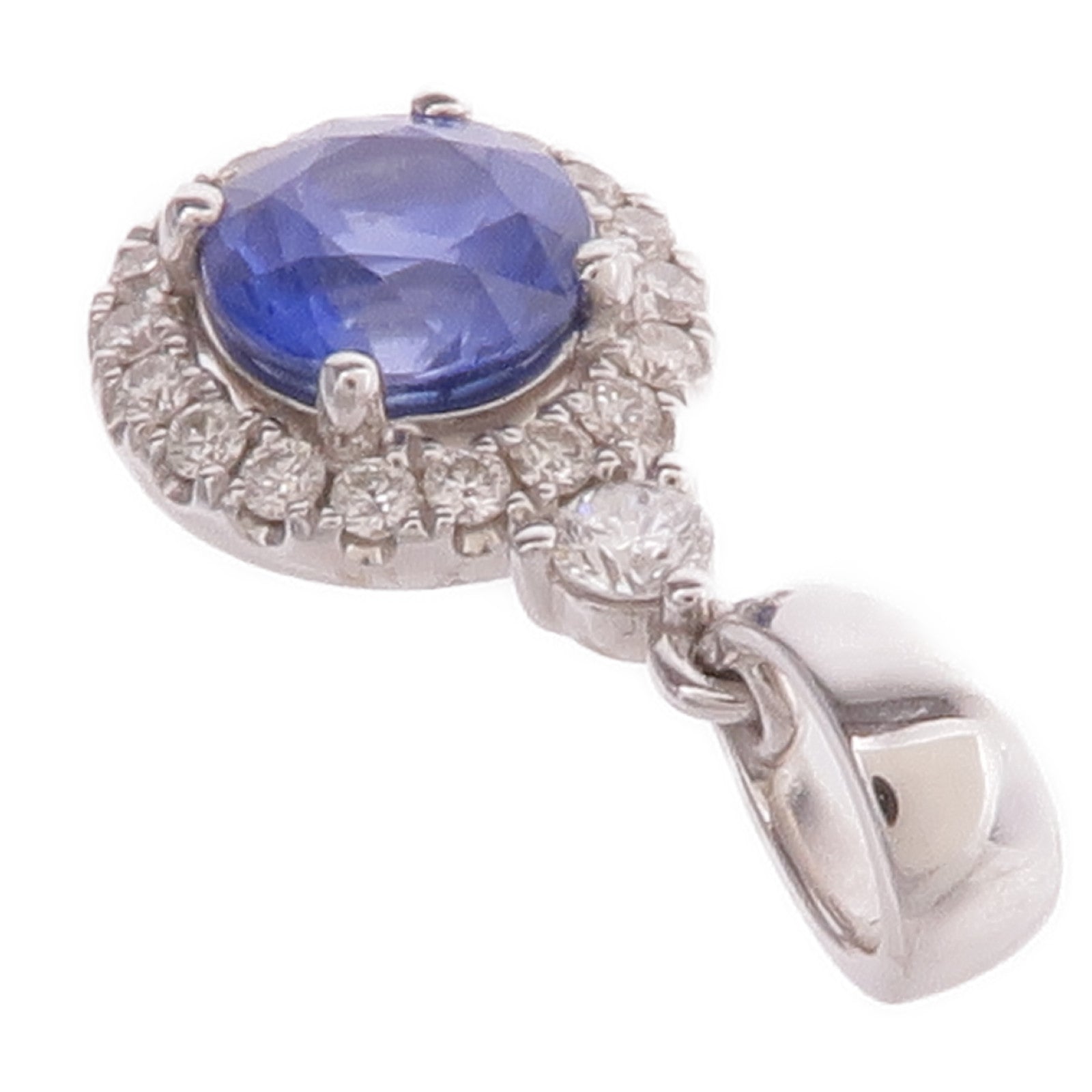 JEWELRY 18K白金Sapphire Diamond Pendant Top藍寶石/鑽石吊墜